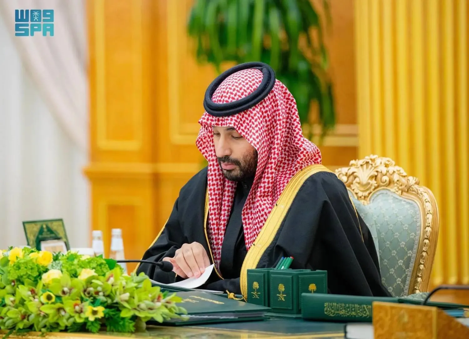 Prince Mohammed bin Salman bin Abdulaziz Al Saud, Crown Prince and Prime Minister, chairs the Cabinet meeting in Riyadh on Tuesday. (SPA)