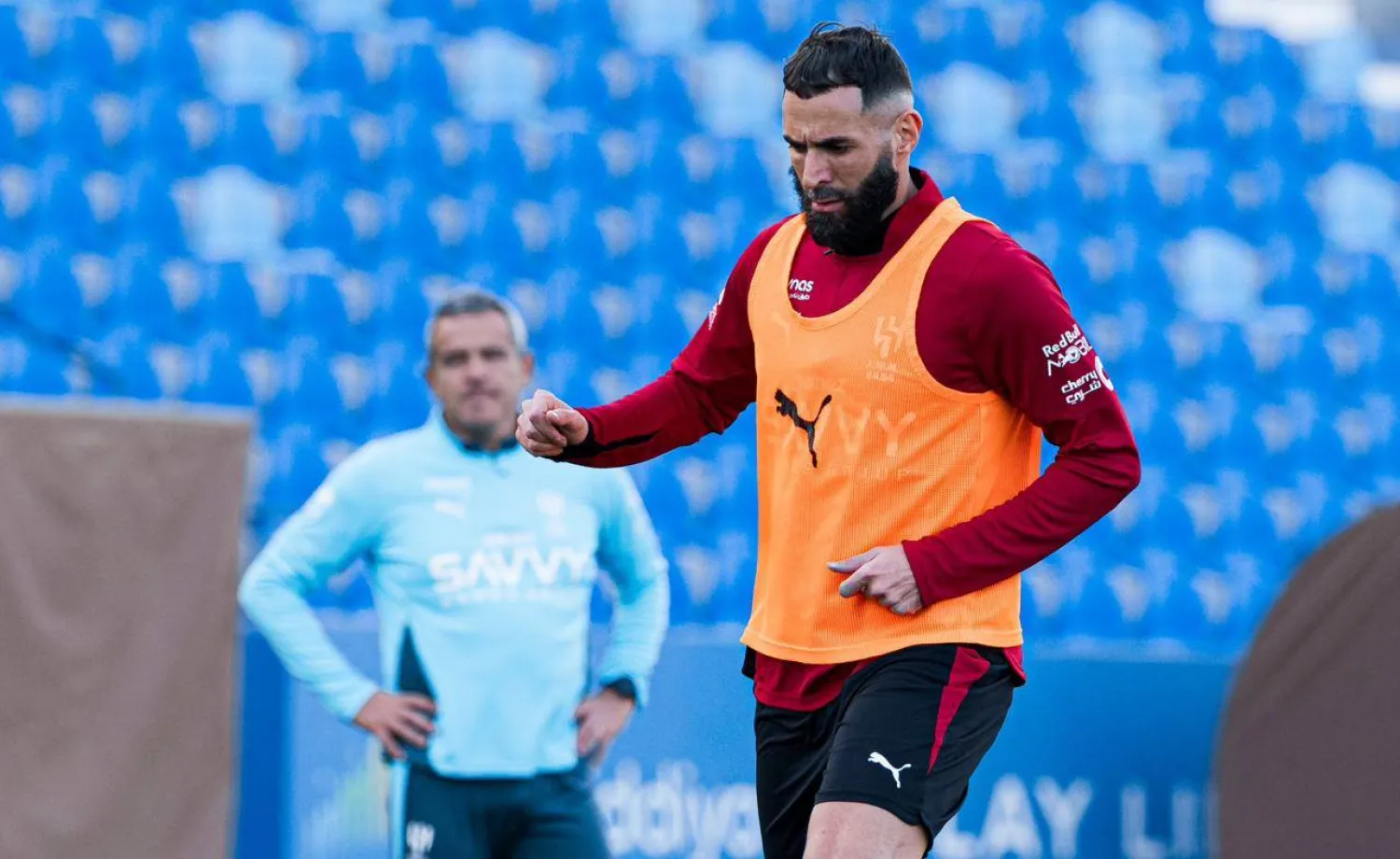 كريم بنزيمة خلال ظهوره في تدريبات «الهلال» (نادي الهلال)