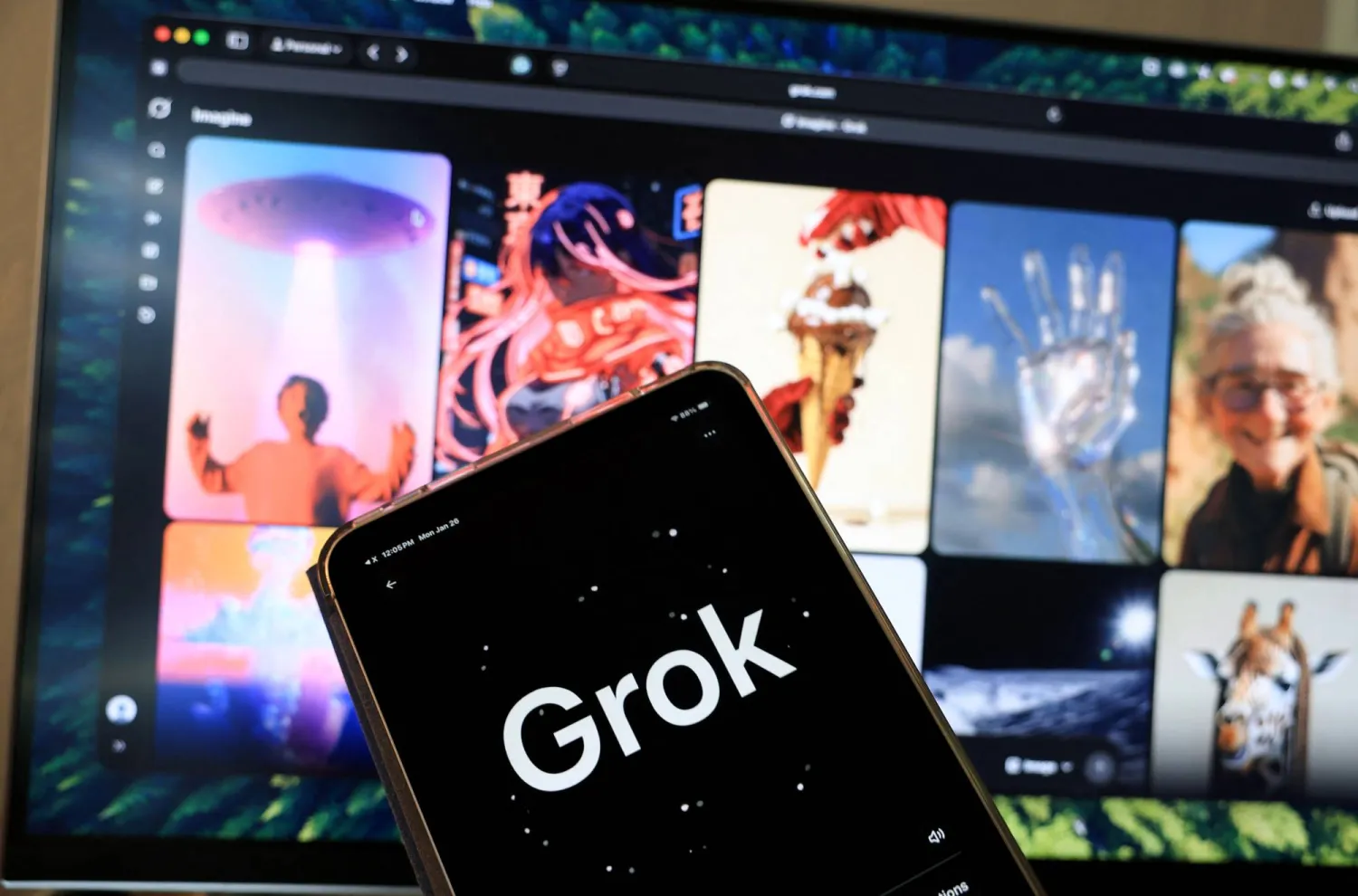 روبوت الدردشة التابع لشركة «إكس» المدعوم بالذكاء الاصطناعي «جروك» (أ.ف.ب)