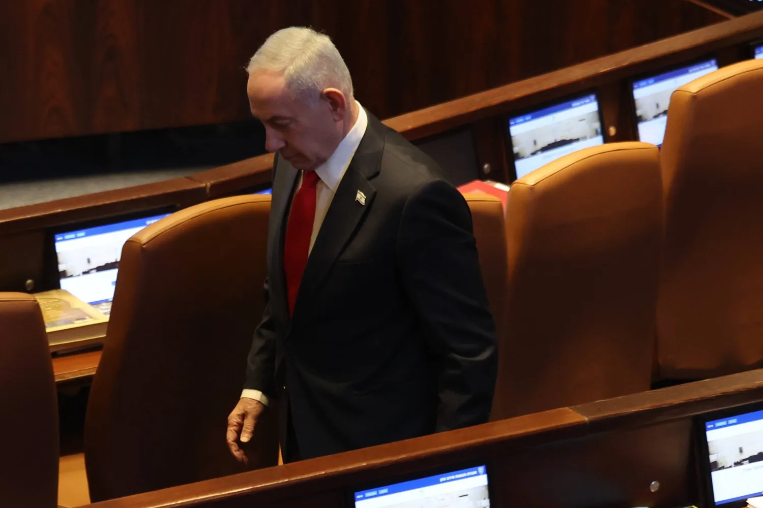 Israeli Prime Minister Benjamin Netanyahu attends a special session to mark the 77th anniversary of the Knesset's establishment and the 60th anniversary of the dedication of the current building at the Knesset, the Israeli parliament, in Jerusalem, 02 February 2026. EPA/ABIR SULTAN