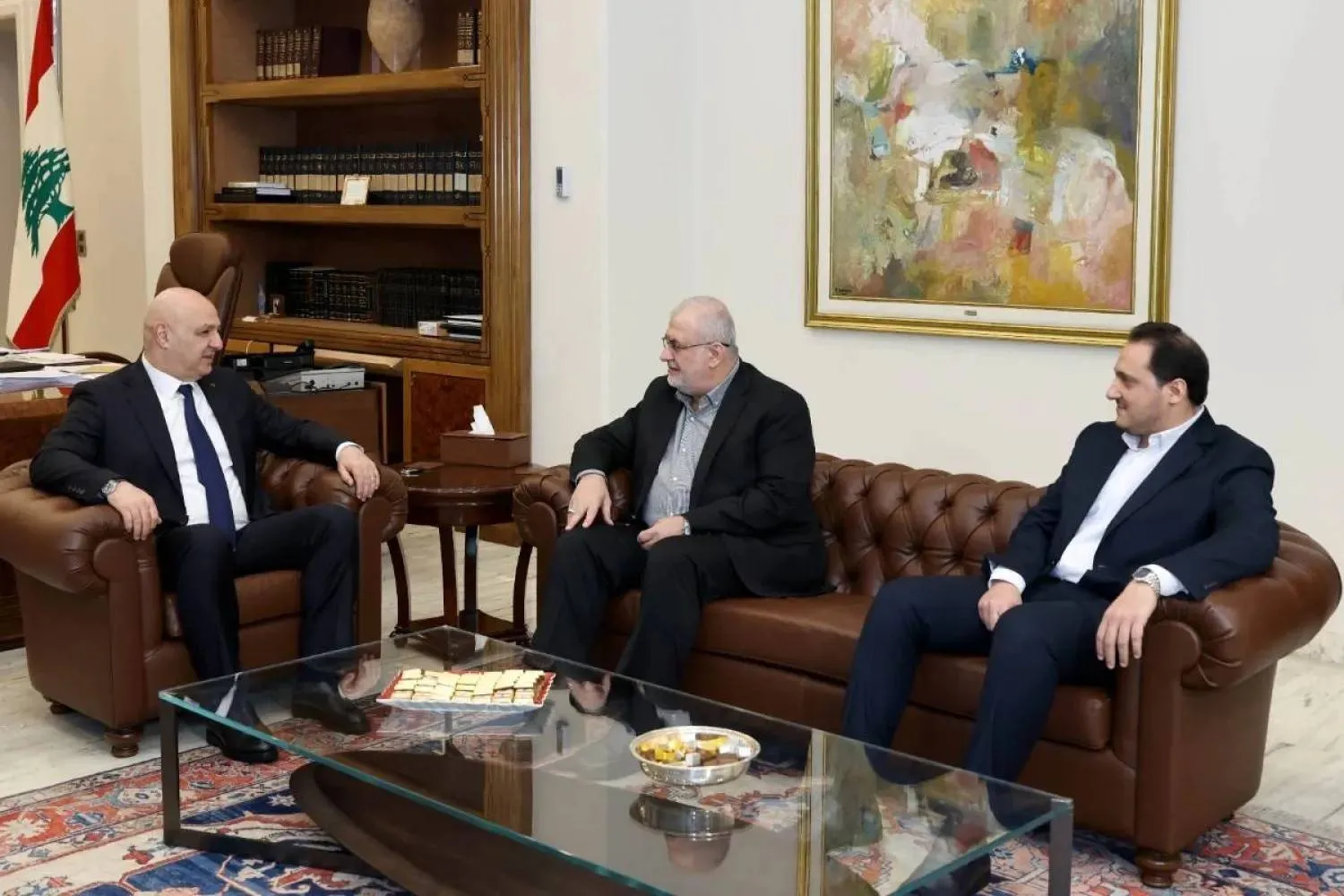 Hezbollah parliamentary bloc head Mohammed Raad meets Lebanese President Joseph Aoun (Lebanese Presidency)