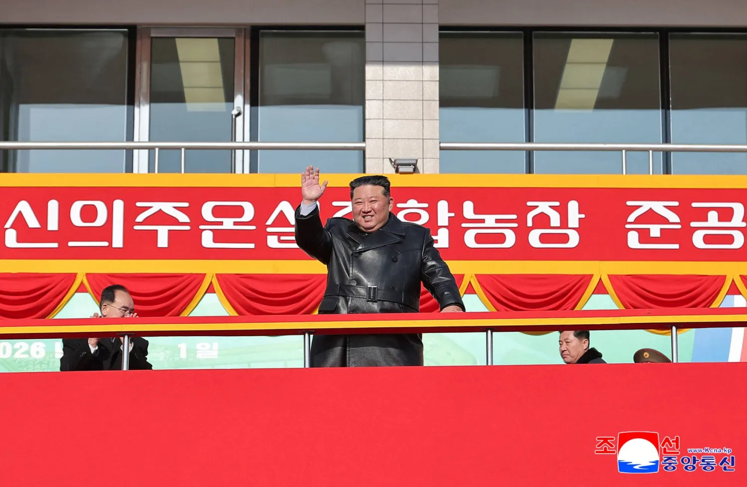 This picture taken on February 1, 2026 and released by North Korea's official Korean Central News Agency (KCNA) via KNS on February 2, 2026 shows North Korean leader Kim Jong Un attending the inauguration ceremony of the Sinuiju Combined Greenhouse Farm in North Pyongan Province, North Korea. (Photo by KCNA VIA KNS / AFP) 