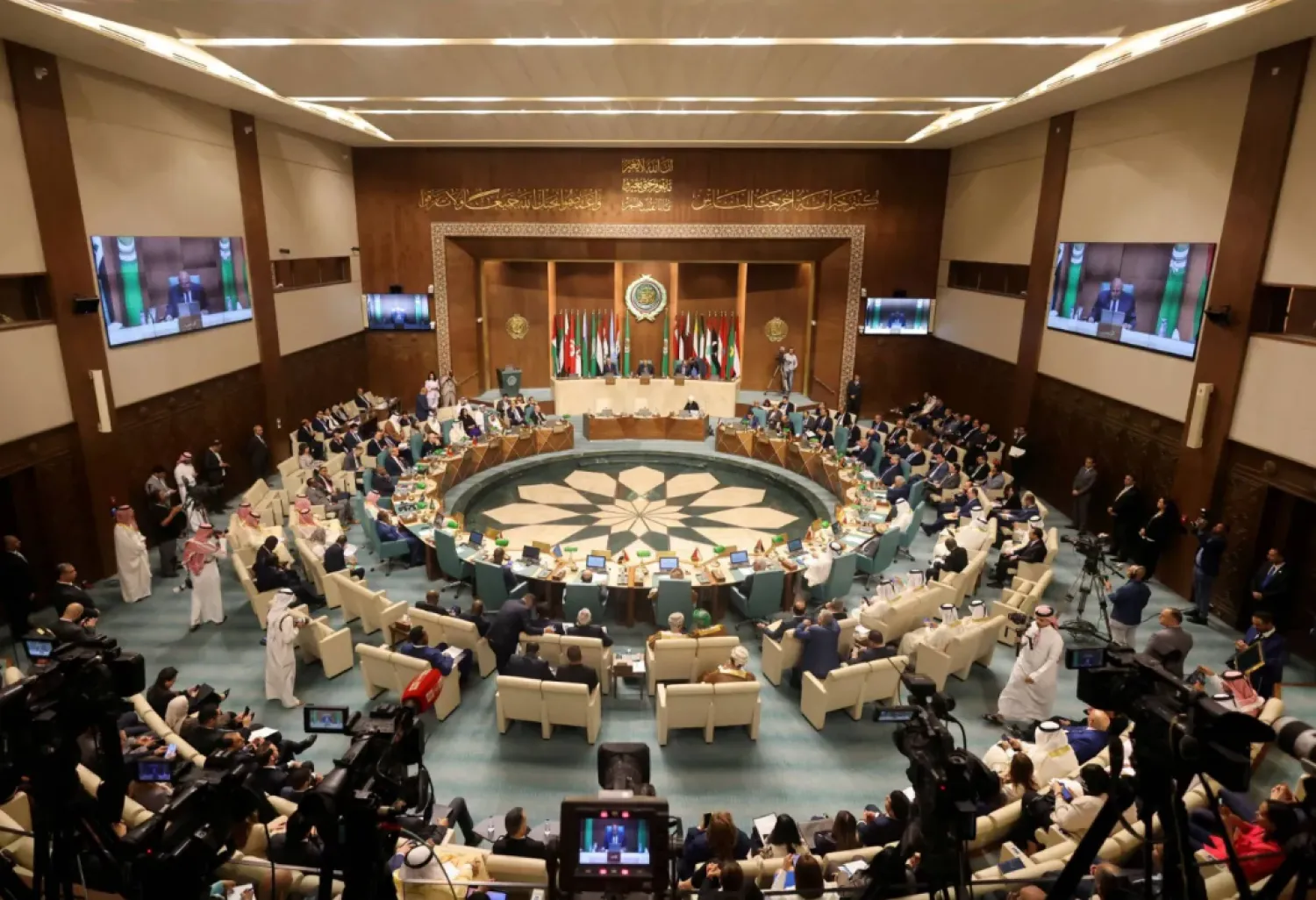 A general view shows the opening session of the meeting of Arab foreign ministers at the Arab League Headquarters (Reuters)
