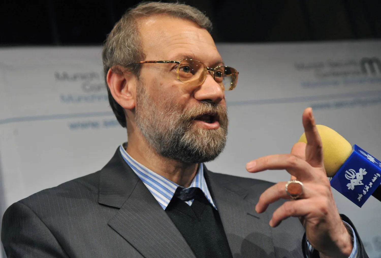 FILED - 06 February 2009, Bavaria, Munich: Ali Larijani, then chairman of the Iranian parliament, speaks at the 45th Munich Security Conference in Munich. Photo: Andreas Gebert/dpa

