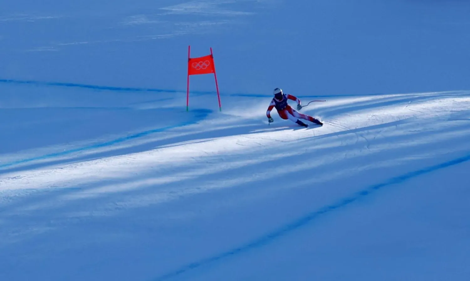  Milano Cortina 2026 Olympics - Alpine Skiing - Men's Team Combined Downhill - Stelvio Ski Centre, Bormio, Italy - February 09, 2026. Alexis Monney of Switzerland in action during the Men's Team Combined Downhill. (Reuters)