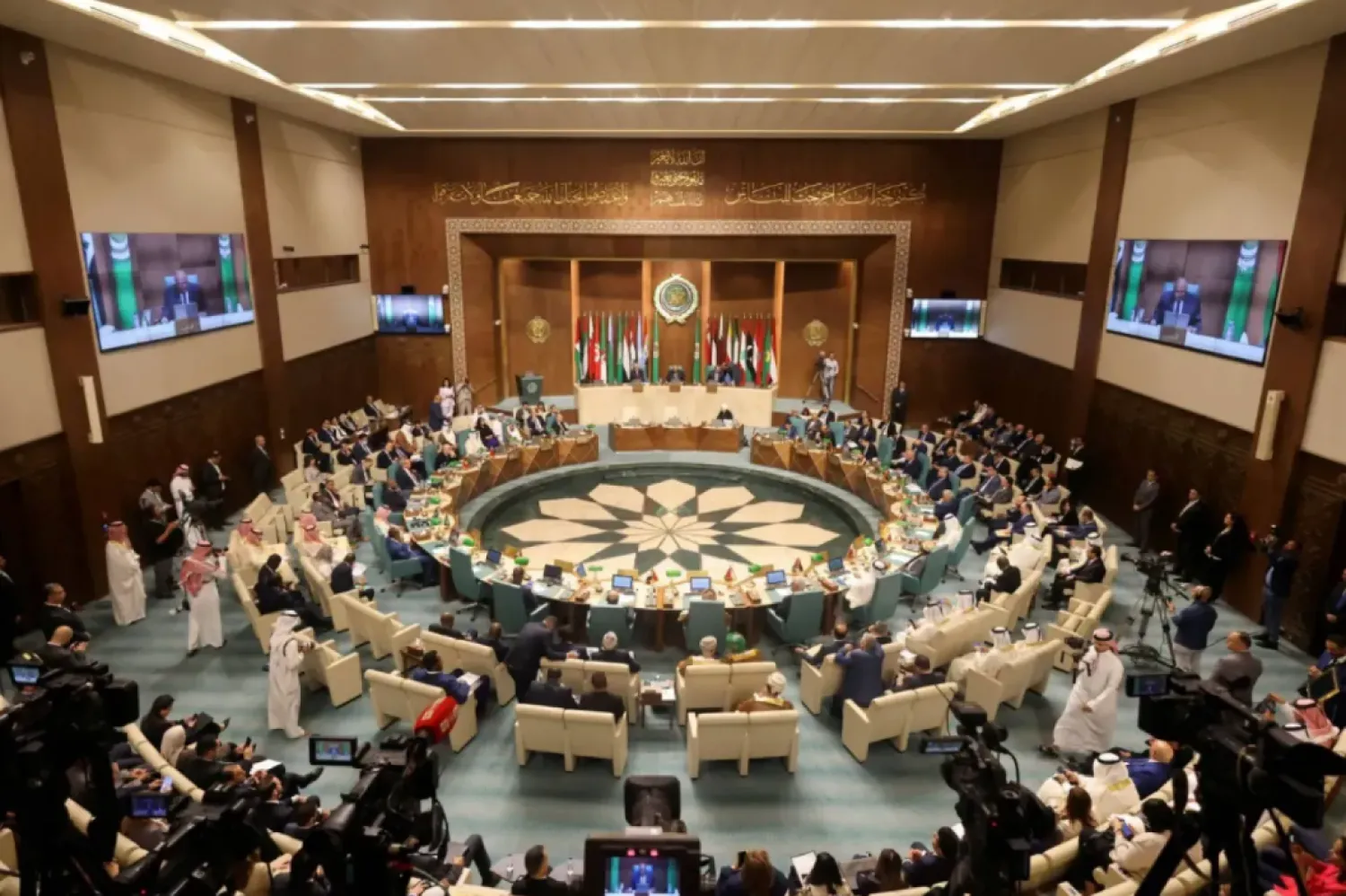 A general view shows the opening session of the meeting of Arab foreign ministers at the Arab League Headquarters (Reuters)

