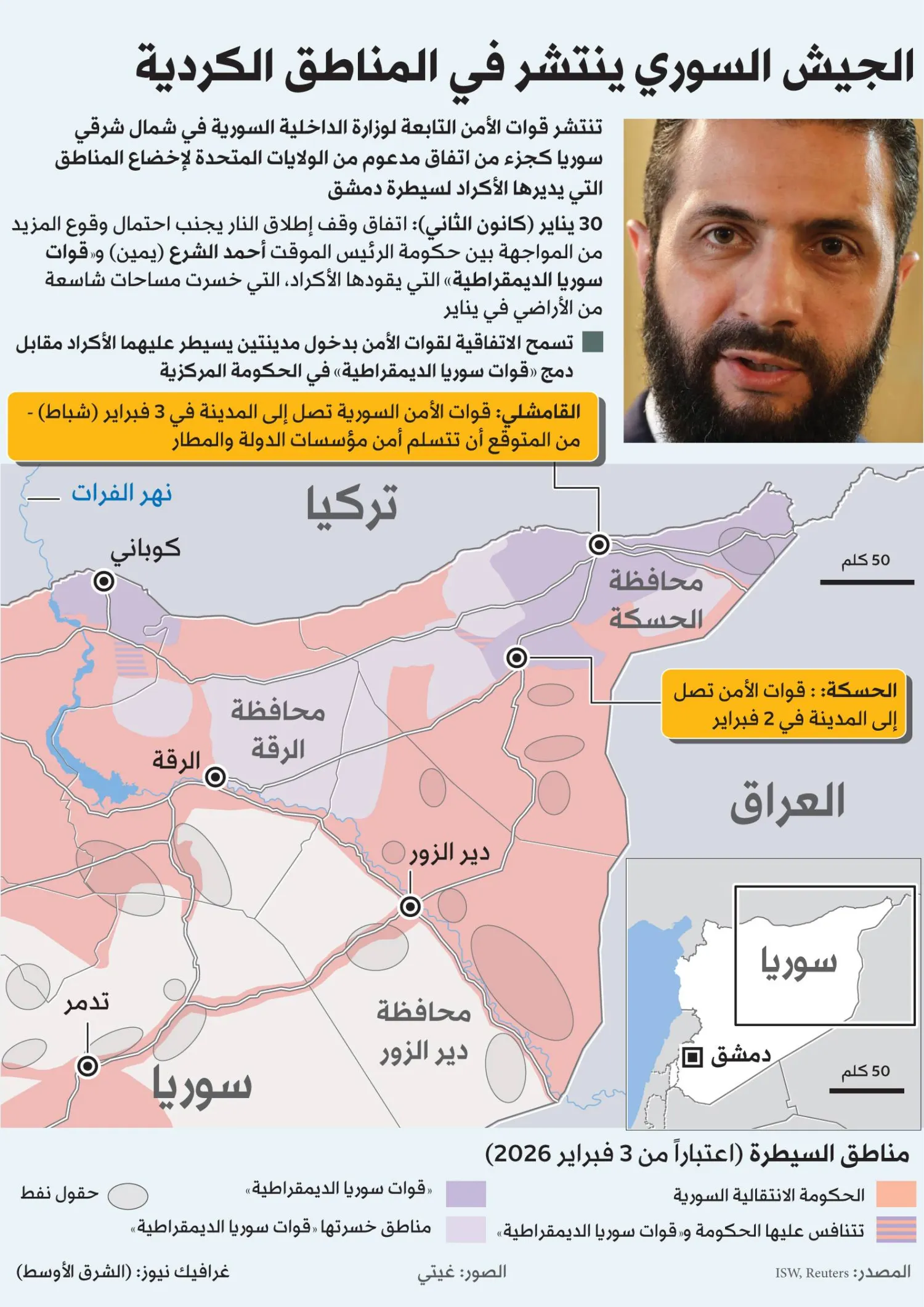 غراف لخطة تنفيذ الاتفاق بين الحكومة السورية و«قوات سوريا الديمقراطية»