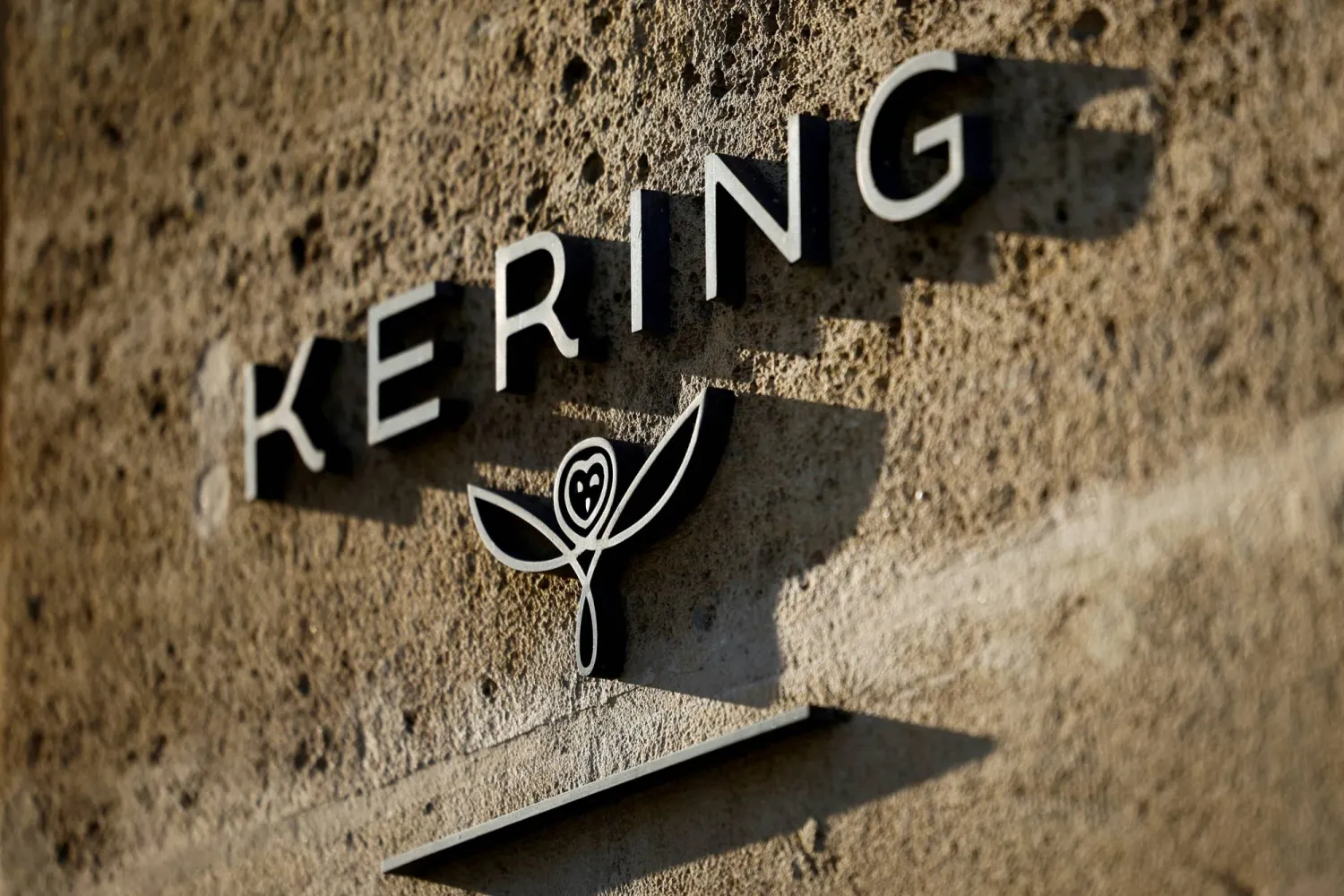 The logo of French luxury group Kering is seen at Kering headquarters in Paris, France, February 13, 2023. (Reuters)