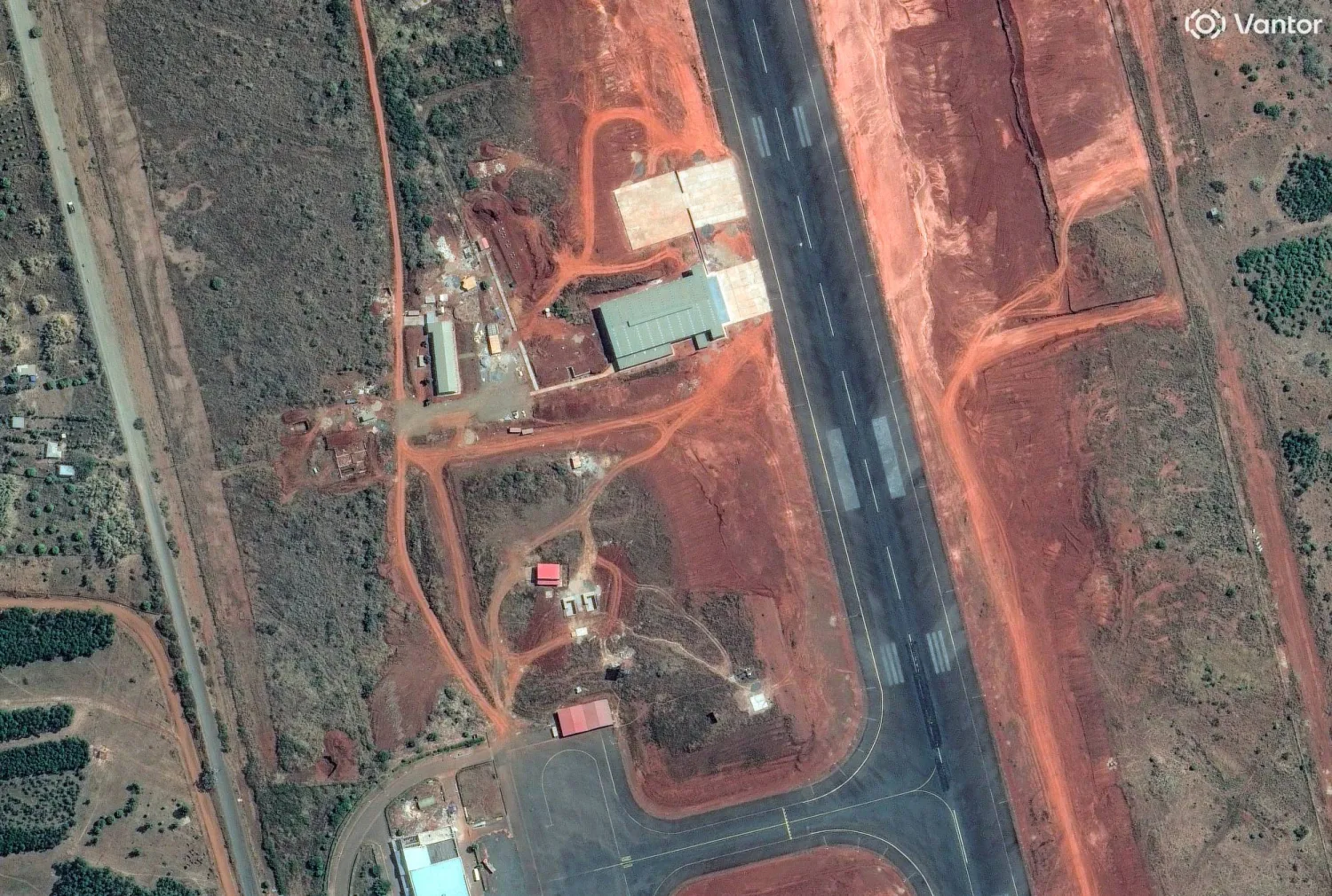 Satellite imagery shows new construction and drone support infrastructure at Asosa airport in Benishangul-Gumuz, Ethiopia, January 28, 2026. (Vantor/Handout via Reuters)