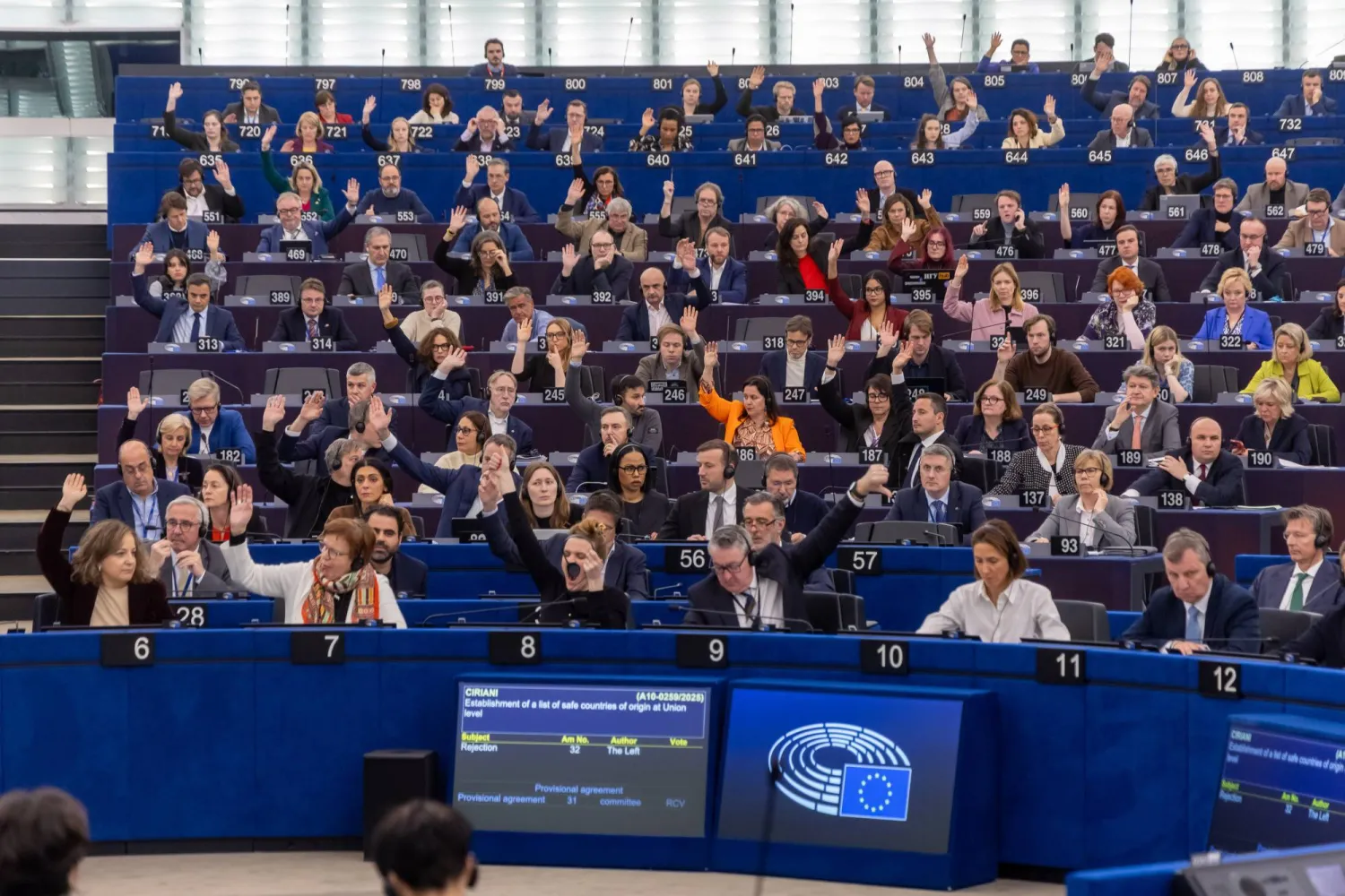 أعضاء البرلمان الأوروبي يصوّتون برفع الأيدي خلال جلسة عامة للبرلمان في ستراسبورغ... فرنسا 10 فبراير 2026 (إ.ب.أ)