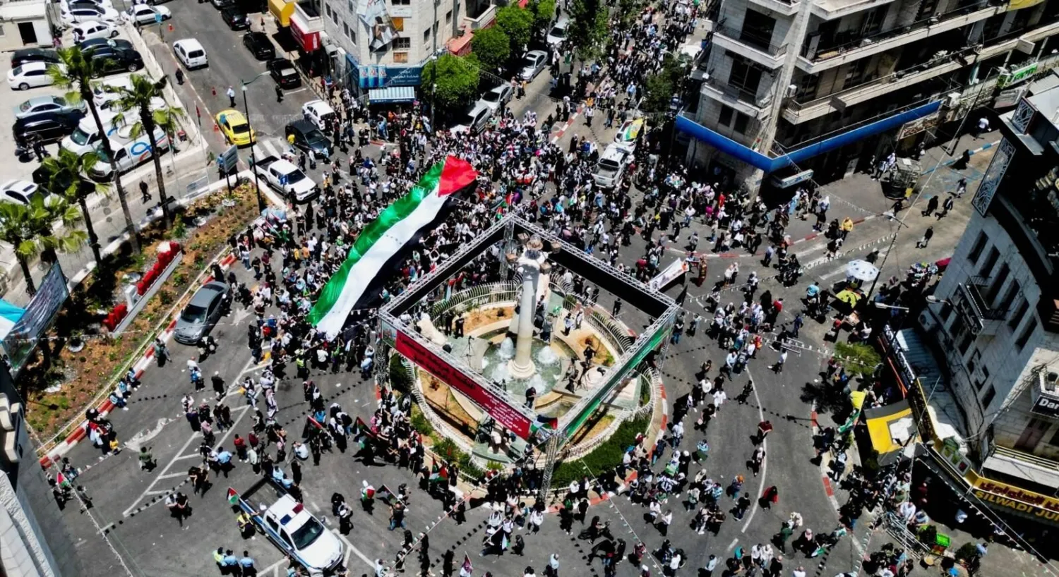 خلال مسيرة فلسطينية في رام الله بالضفة الغربية (رويترز - أرشيفية)