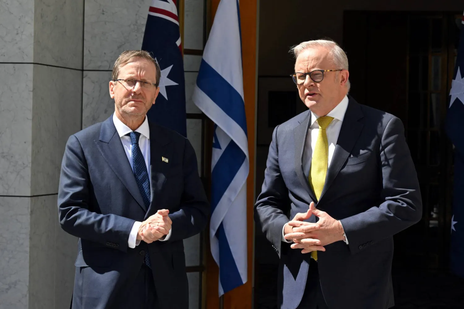 Israel’s President Isaac Herzog meets with Australia’s Prime Minister Anthony Albanese at Parliament House in Canberra, Australia, February 11, 2026. (Mick Tsikas/AAP/via Reuters)