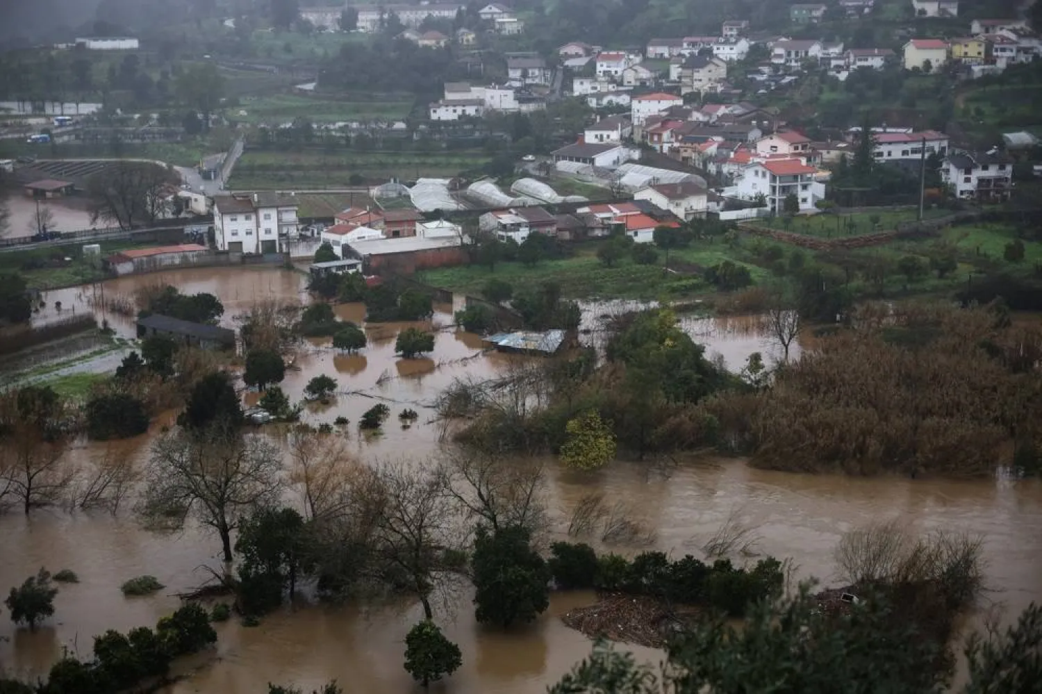  A flooded area in Ceira, Coimbra, Portugal, February 11, 2026. (Reuters)