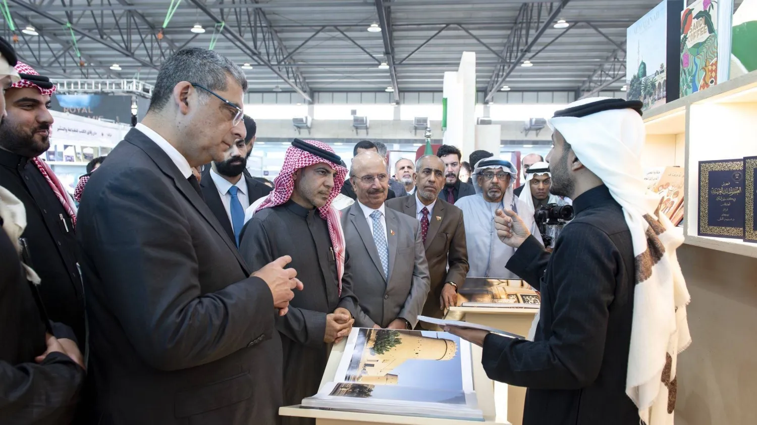 Saudi Ambassador to Damascus Dr. Faisal Al-Mujfel visits the Kingdom’s pavilion, guest of honor at the Damascus International Book Fair (Saudi Embassy account). 