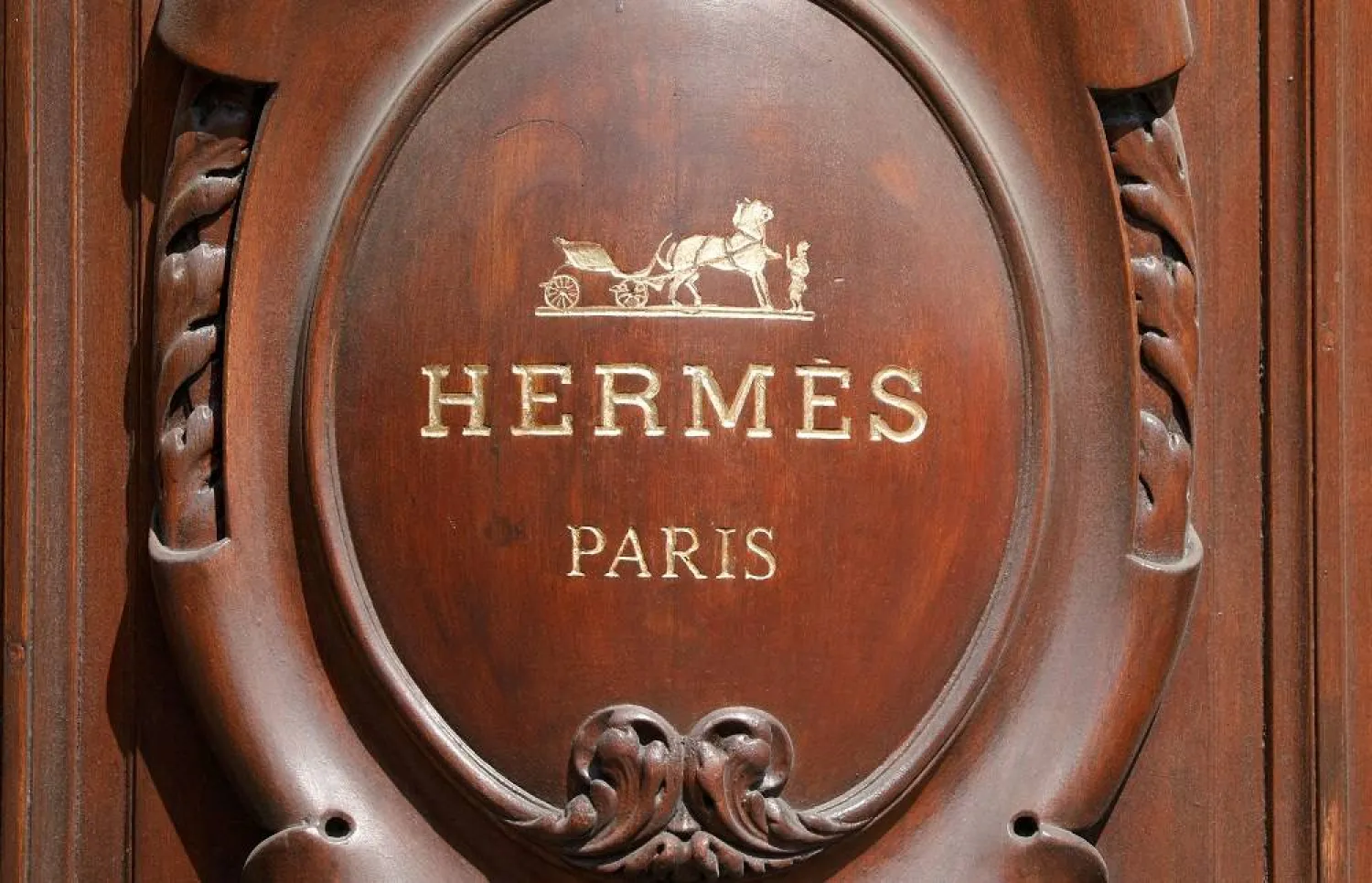 The logo of Hermes is seen on a store in Paris, France, April 24, 2020. (Reuters)