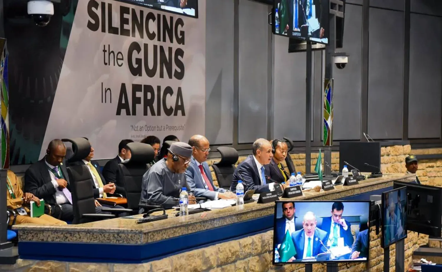 Mısır Dışişleri Bakanı Bedr Abdulati dün düzenlenen Somali ve Sudan konulu Barış ve Güvenlik Konseyi Bakanlar Toplantısı’nda konuşurken (Mısır Dışişleri Bakanlığı)