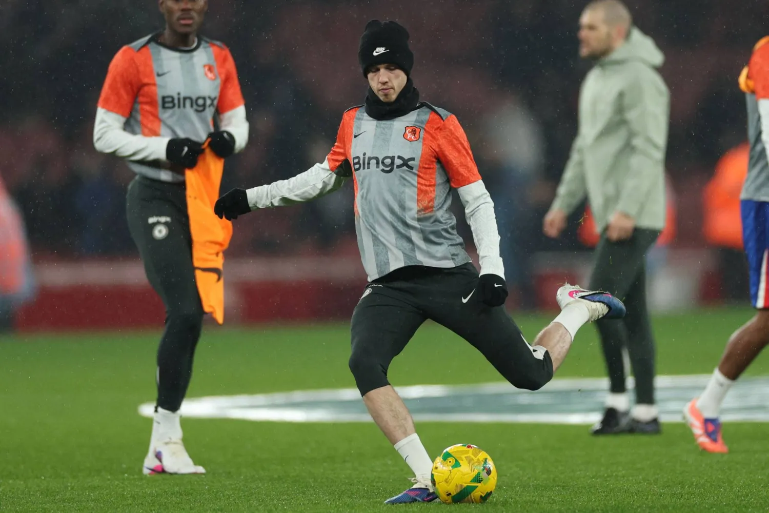 بالمر نجم تشيلسي خلال التحضير لمواجهة هال سيتي في الدور الرابع لكأس انجلترا (ا ف ب)
