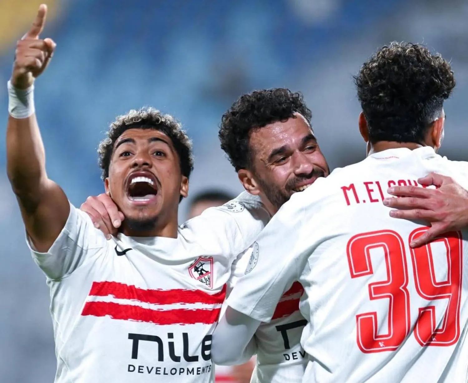 فرحة ثلاثي الزمالك خوان بيتزيرا وعبد الله السعيد ومحمد السيد بالفوز والتأهل (نادي الزمالك)