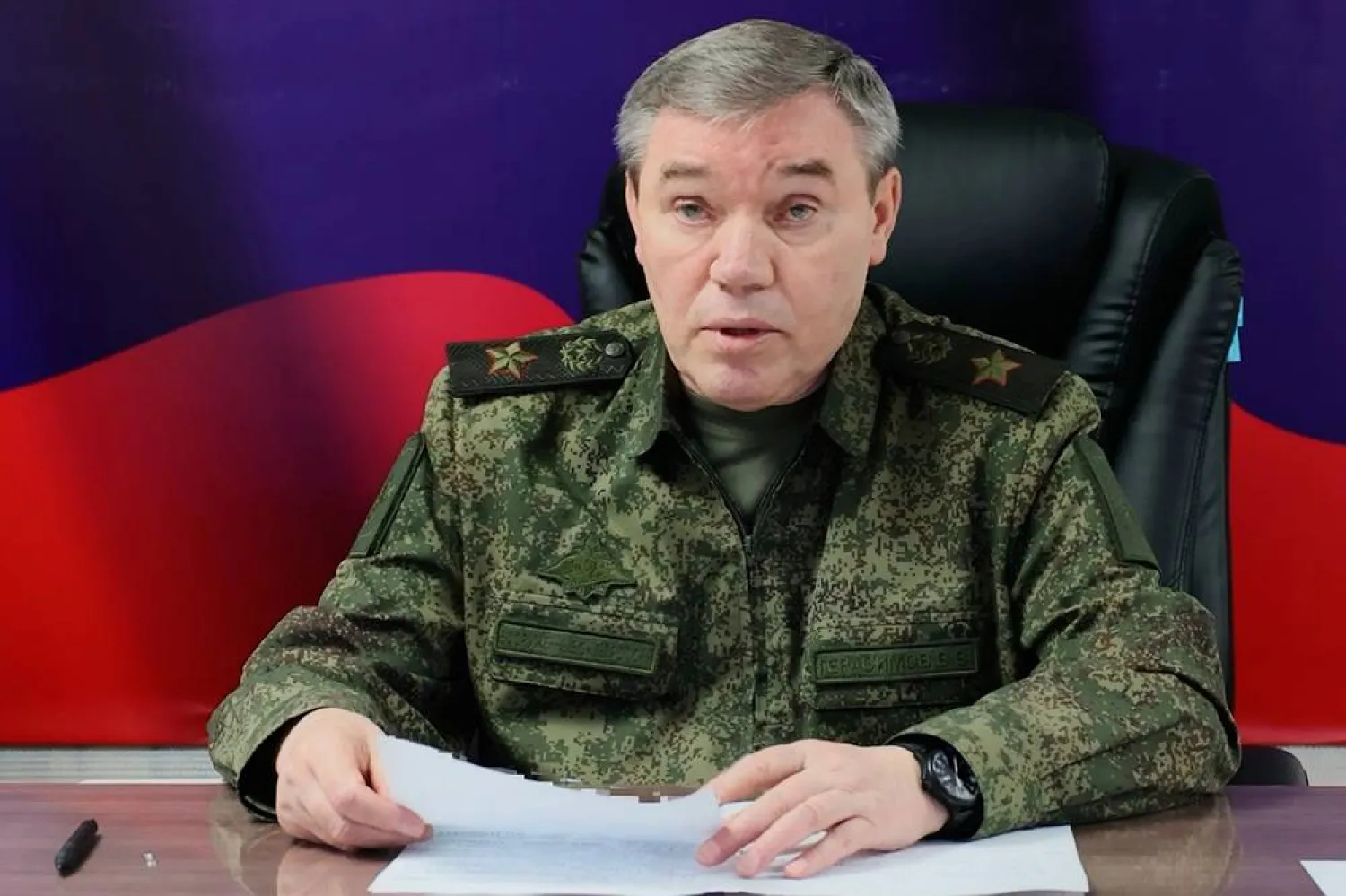  In this image made from video provided by Russian Defense Ministry Press Service on Saturday, Feb. 14, 2026, Russian Chief of General Staff Gen. Valery Gerasimov speaks while inspecting the troops involved in the fighting in Ukraine. (Russian Defense Ministry Press Service via AP) 