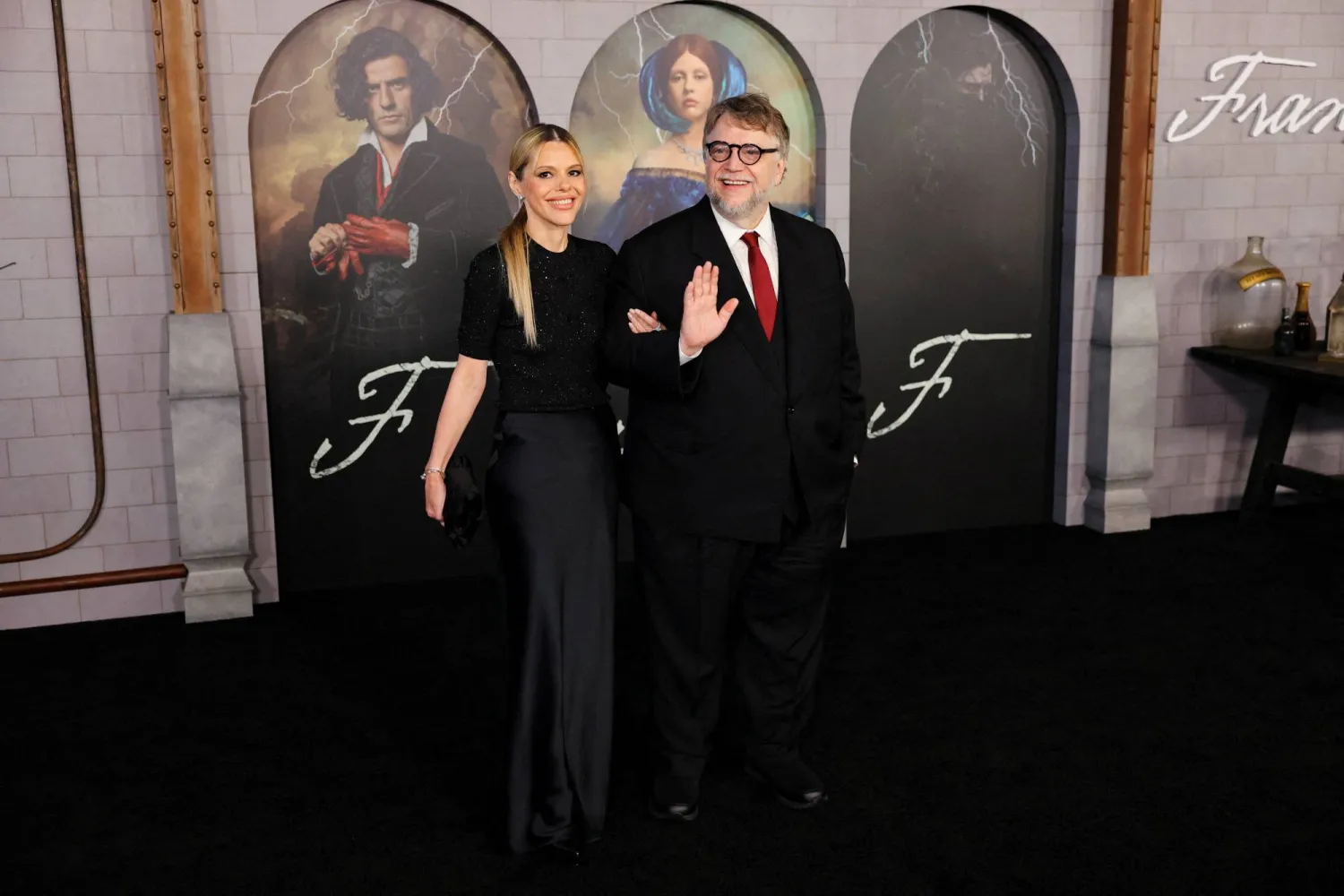 Kim Morgan and Guillermo del Toro attend a premiere for the film "Frankenstein", at the Academy Museum of Motion Pictures in Los Angeles, California, US, October 6, 2025. (Reuters)