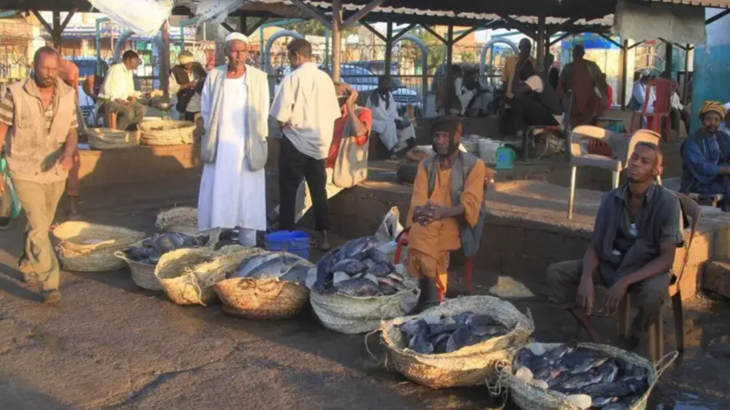 Sudanese vendors wait for customers at a fish market in the al-Mourada neighborhood of Omdurman, the twin city of Khartoum, on February 15, 2026. (AFP)
