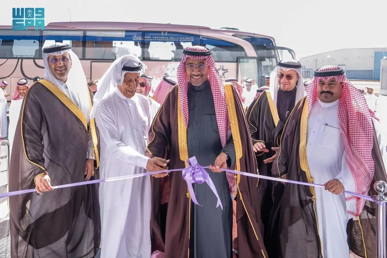 Saudi Minister of Industry and Mineral Resources Bandar Alkhorayef and officials are seen at the inauguration of one of the facilities. (SPA)