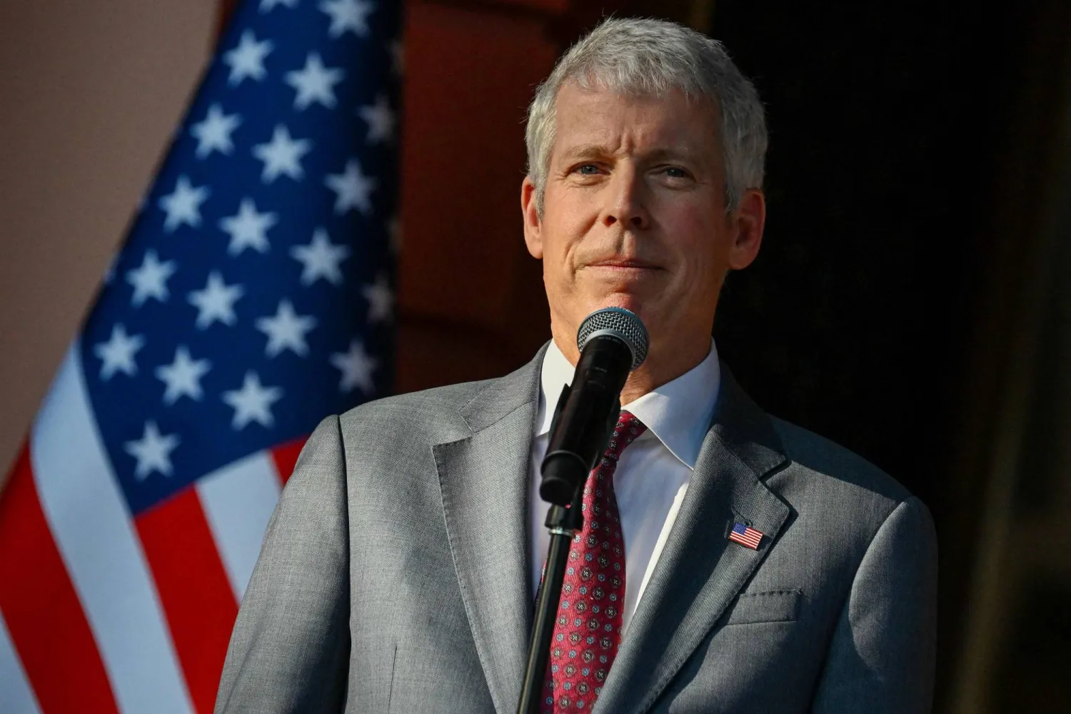 US Secretary of Energy Chris Wright speaks during a press conference after a meeting with Venezuela's acting president Delcy Rodriguez at the Miraflores Presidential Palace in Caracas on February 11, 2026. (Photo by Juan BARRETO / AFP)