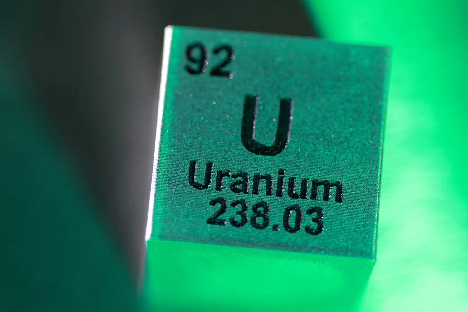 FILE PHOTO: A block with the symbol, atomic number and mass number of Uranium (U) element, in this illustration taken January 21, 2026. REUTERS/Dado Ruvic/Illustration/File Photo