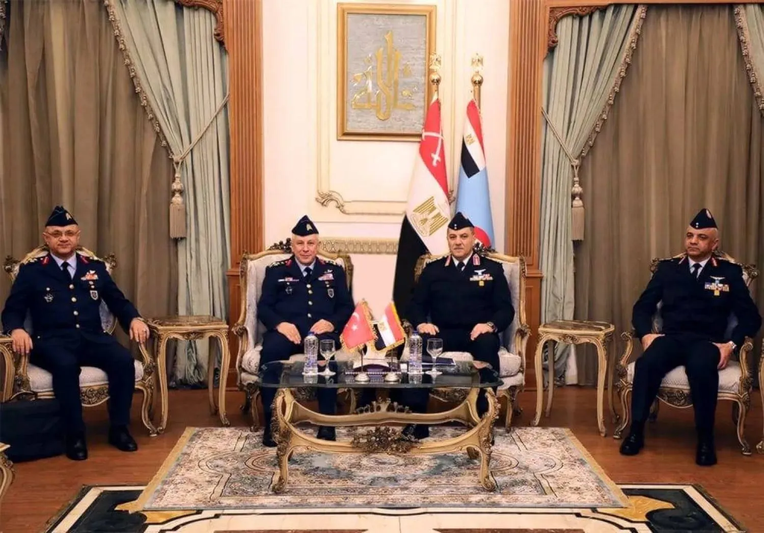 The Commander of the Egyptian Air Force during his meeting with the Turkish Air Force chief in Cairo on Wednesday (Egyptian military spokesperson)