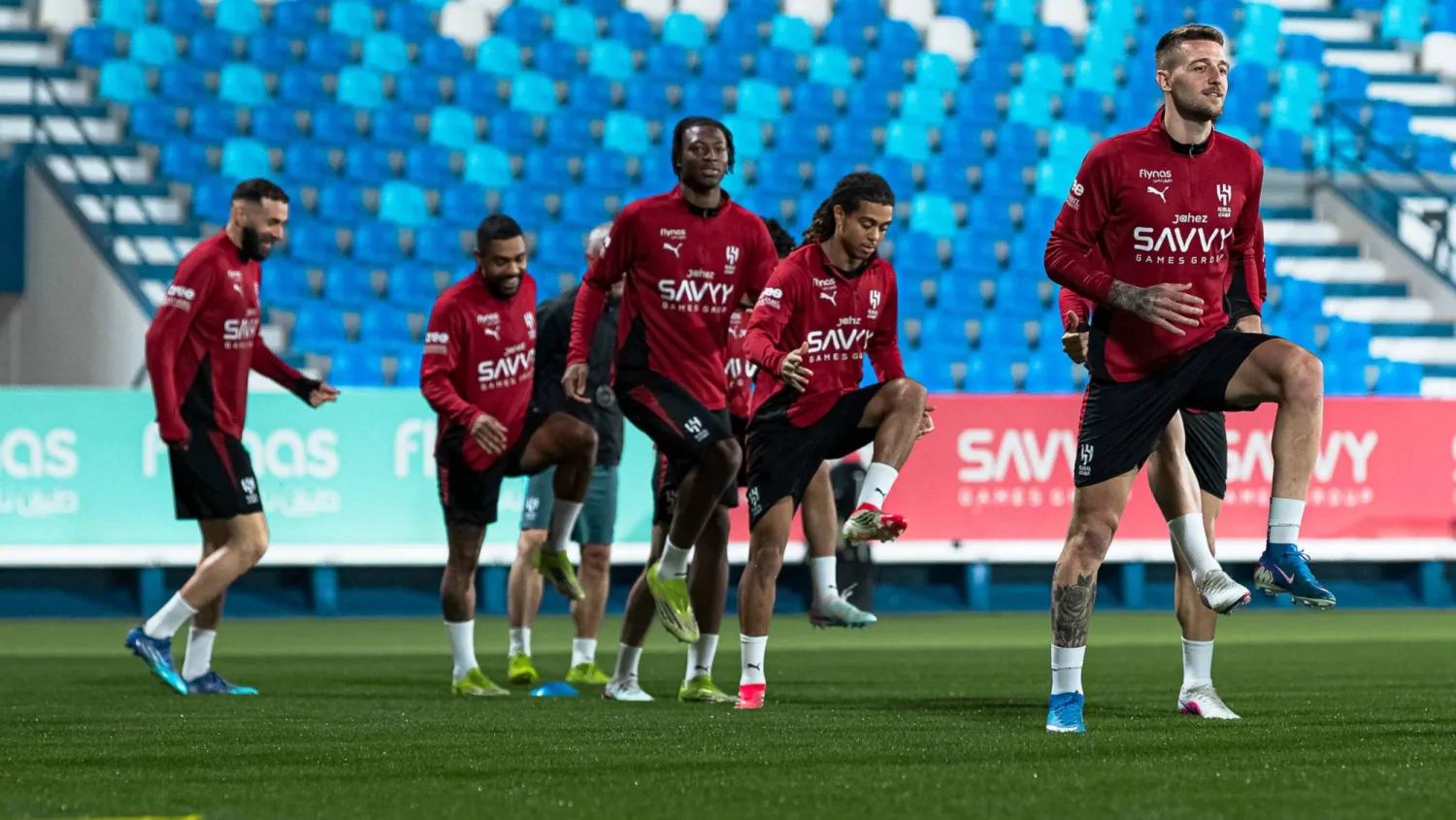 لاعبو الهلال خلال تدريباتهم الأخيرة (موقع النادي)