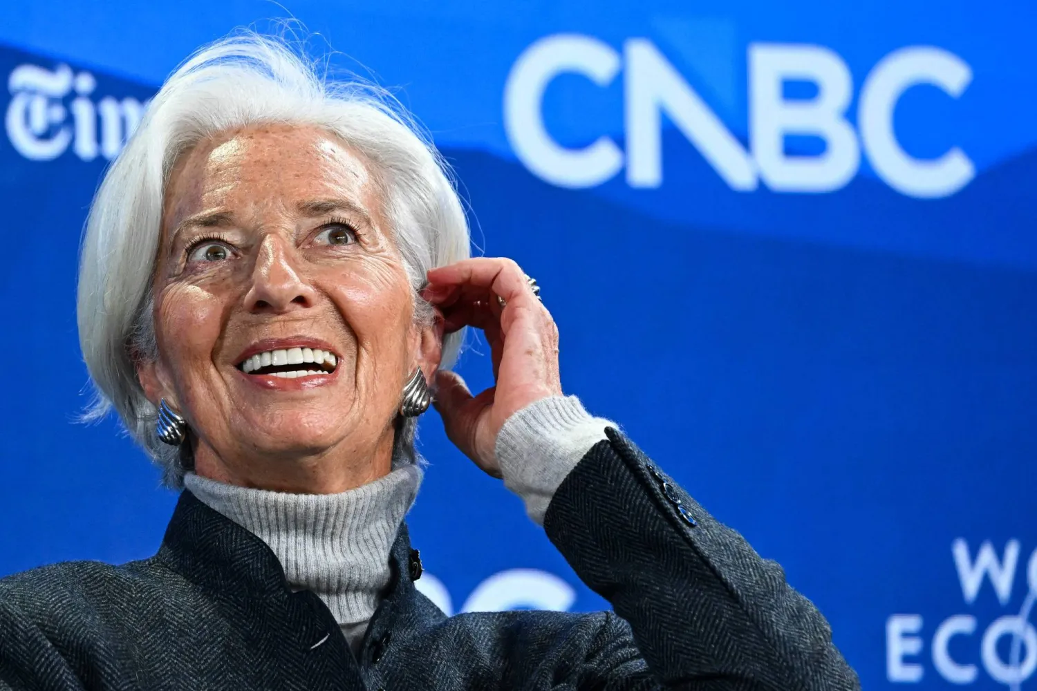 لاغارد خلال مشاركتها في منتدى دافوس الشهر الماضي (أ.ف.ب)