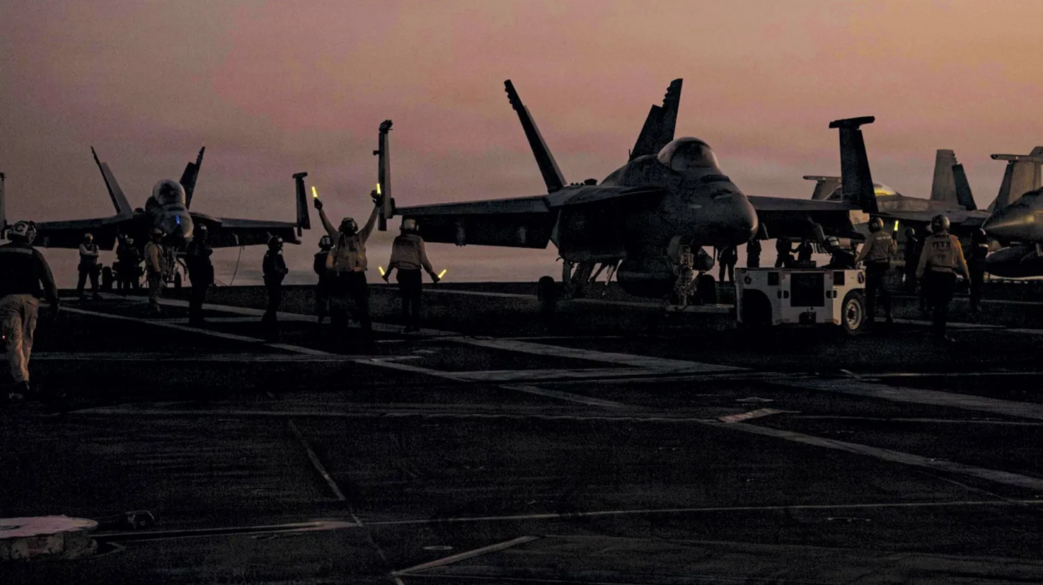 US fighter jets prepare to take off from the aircraft carrier "USS Abraham Lincoln" in the Arabian Sea last week (US Navy)