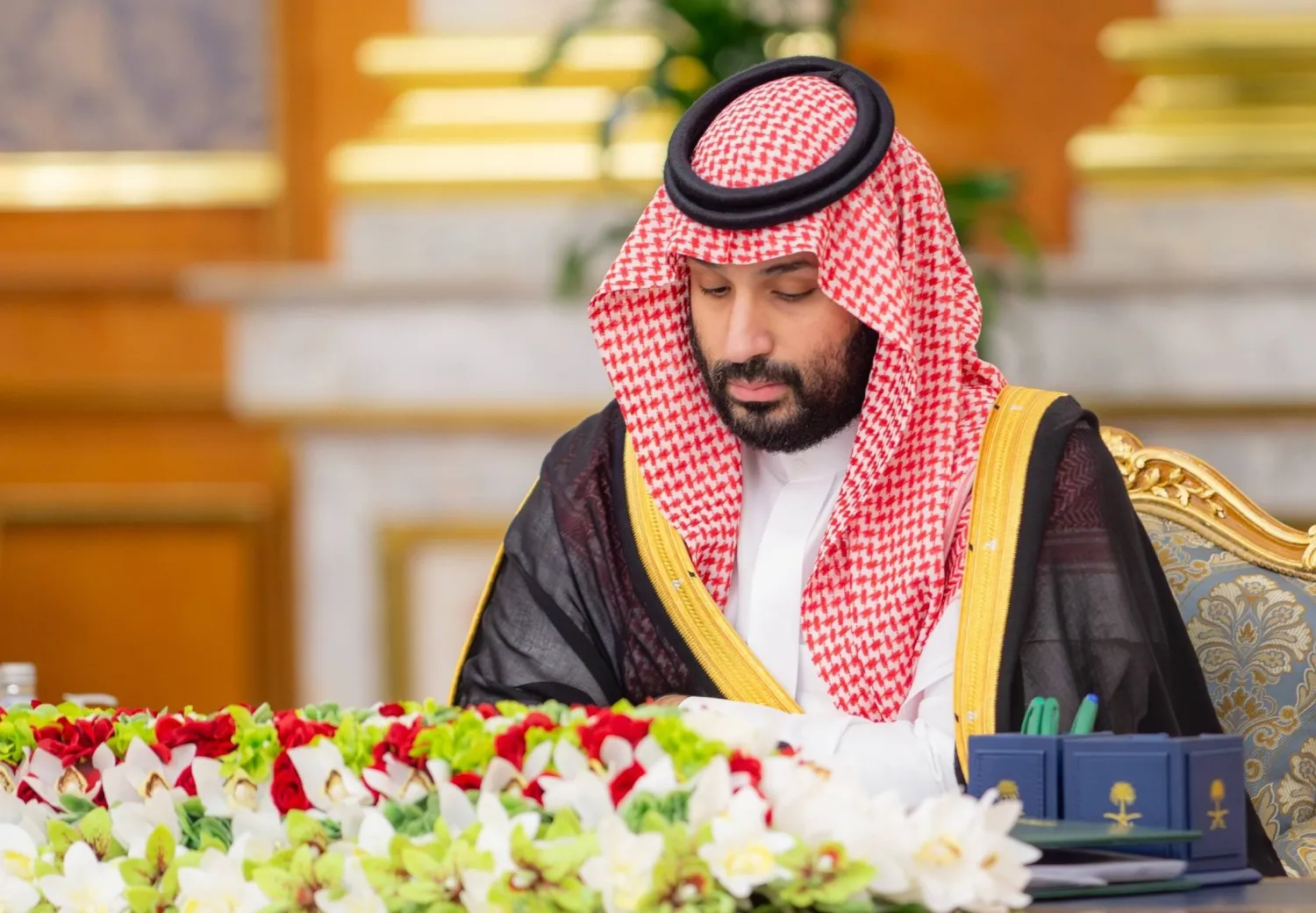 Prince Mohammed bin Salman bin Abdulaziz Al Saud, Crown Prince and Prime Minister, chairs the Cabinet meeting in Jeddah. (SPA)