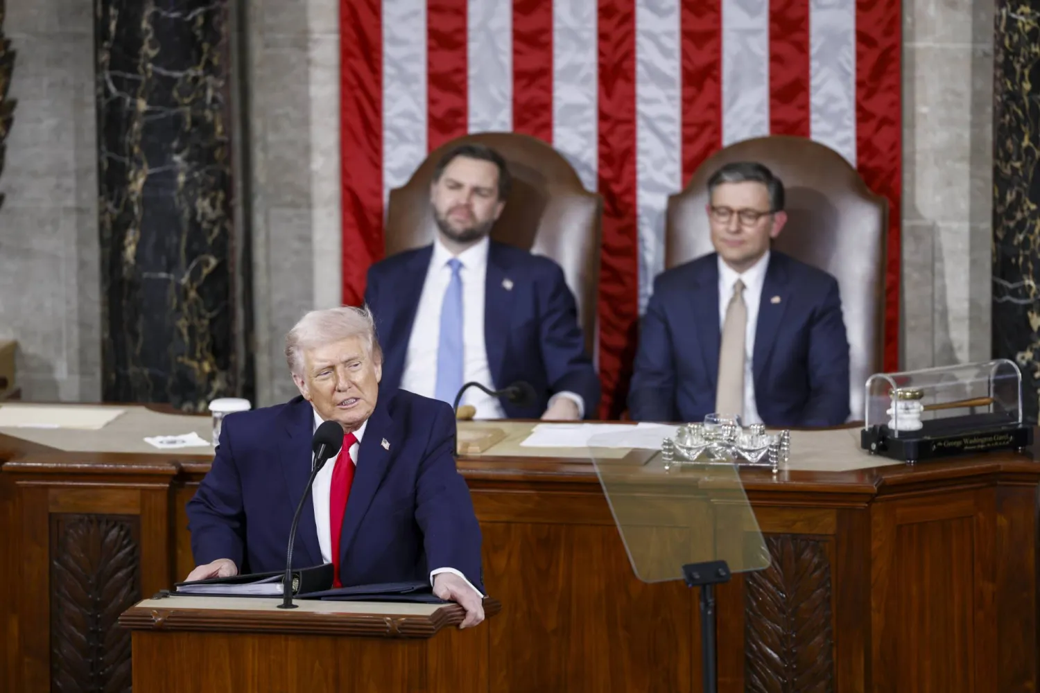 US President Donald Trump delivered the longest State of the Union address ever (EPA)
