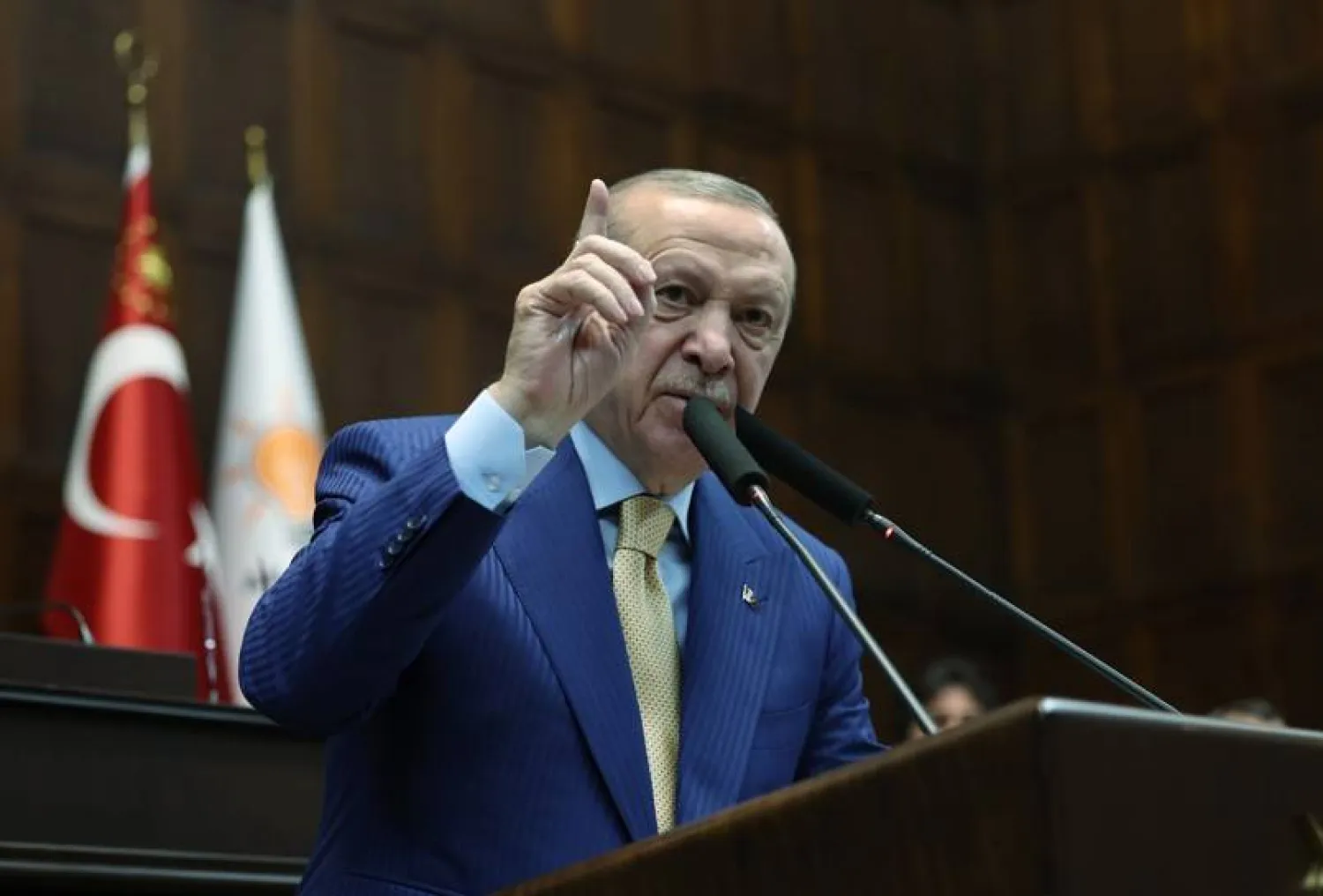 الرئيس التركي رجب طيب إردوغان متحدثاً في البرلمان الأربعاء (الرئاسة التركية)