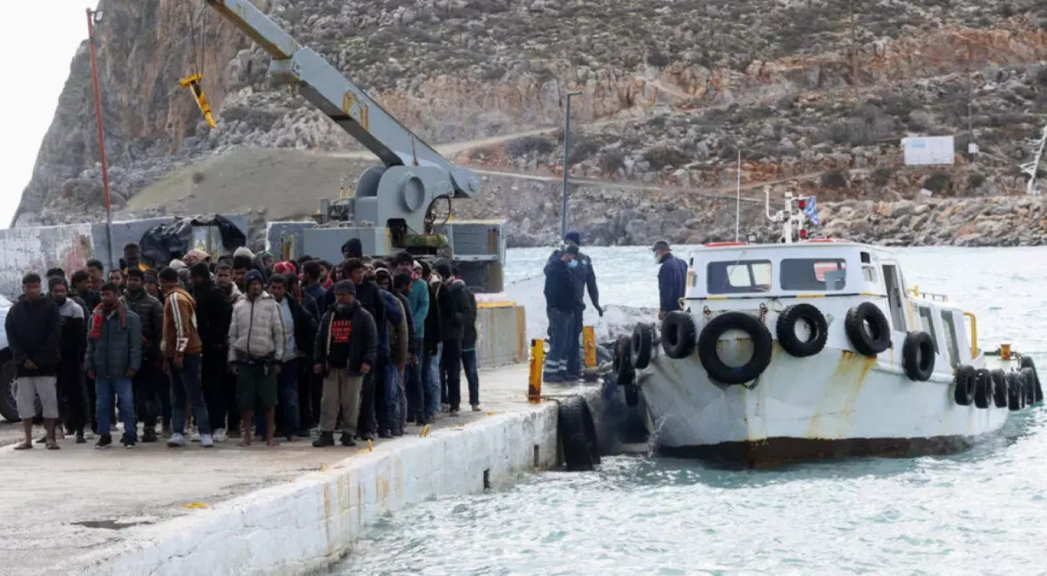Rescued migrants in Heraklion, southern Crete, on Saturday, after their boat capsized © Costas METAXAKIS / AFP
