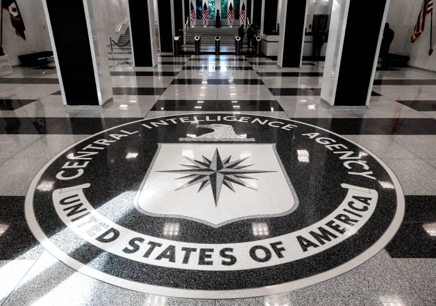 FILE PHOTO: The seal of the Central Intelligence Agency is shown at the entrance of the CIA headquarters in McLean, Virginia, US, September 24, 2022. REUTERS/Evelyn Hockstein/File Photo