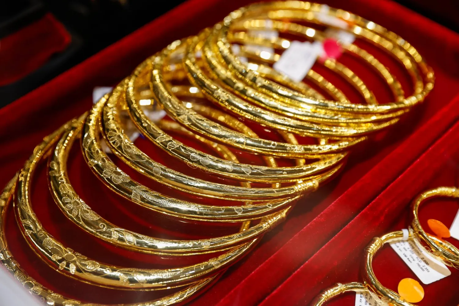 Gold items are displayed at a jewelry shop in Hanoi, Vietnam, 26 February 2026.  EPA/LUONG THAI LINH