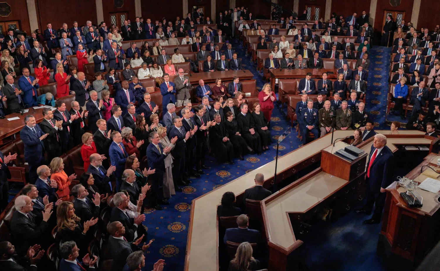 ترمب خلال خطاب «حال الاتحاد» أمام الكونغرس يوم 24 فبراير 2026 (أ.ف.ب)