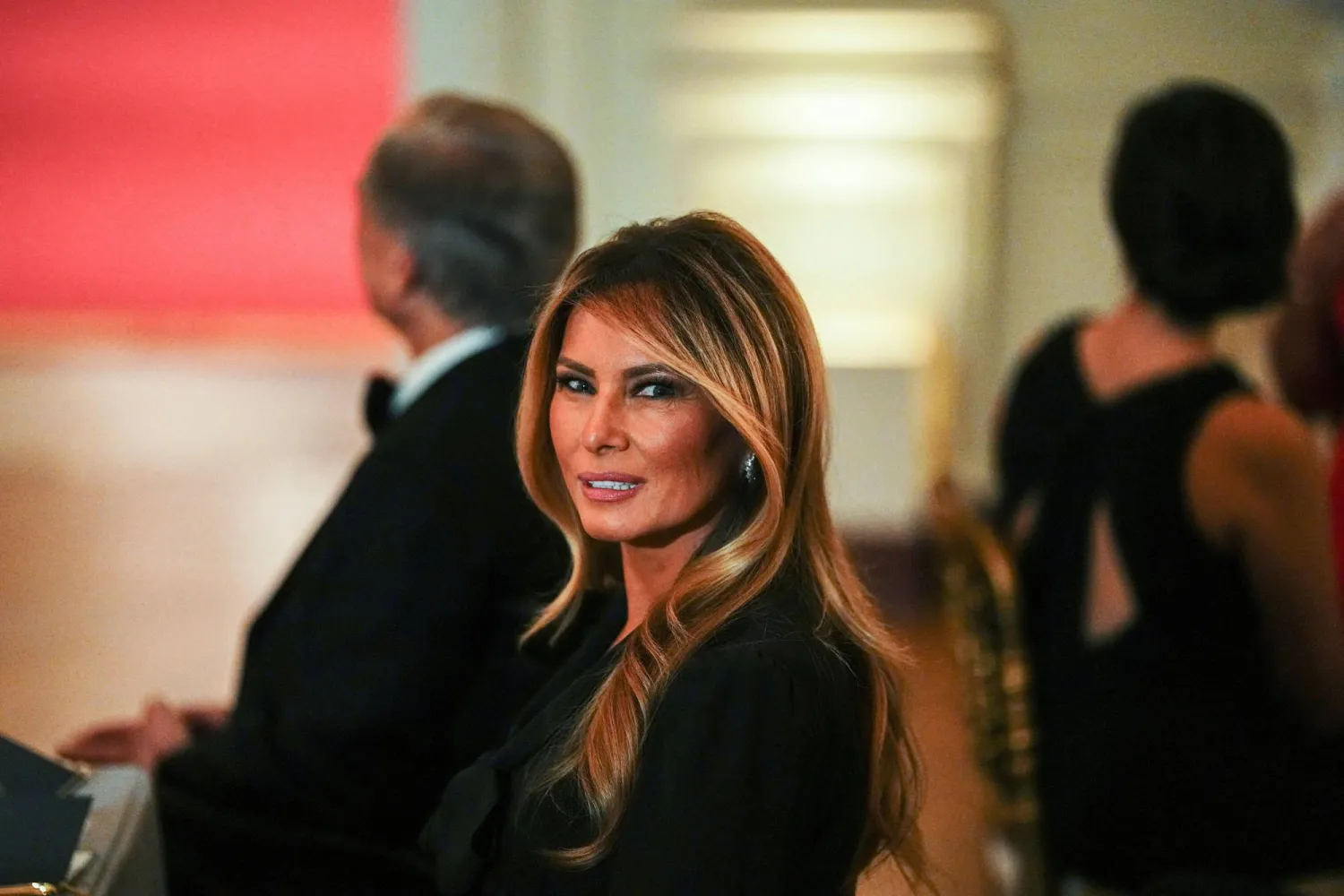 US first lady Melania Trump attends a Governors Dinner hosted by US President Donald Trump at the White House in Washington D.C., US, February 21, 2026. REUTERS/Aaron Schwartz