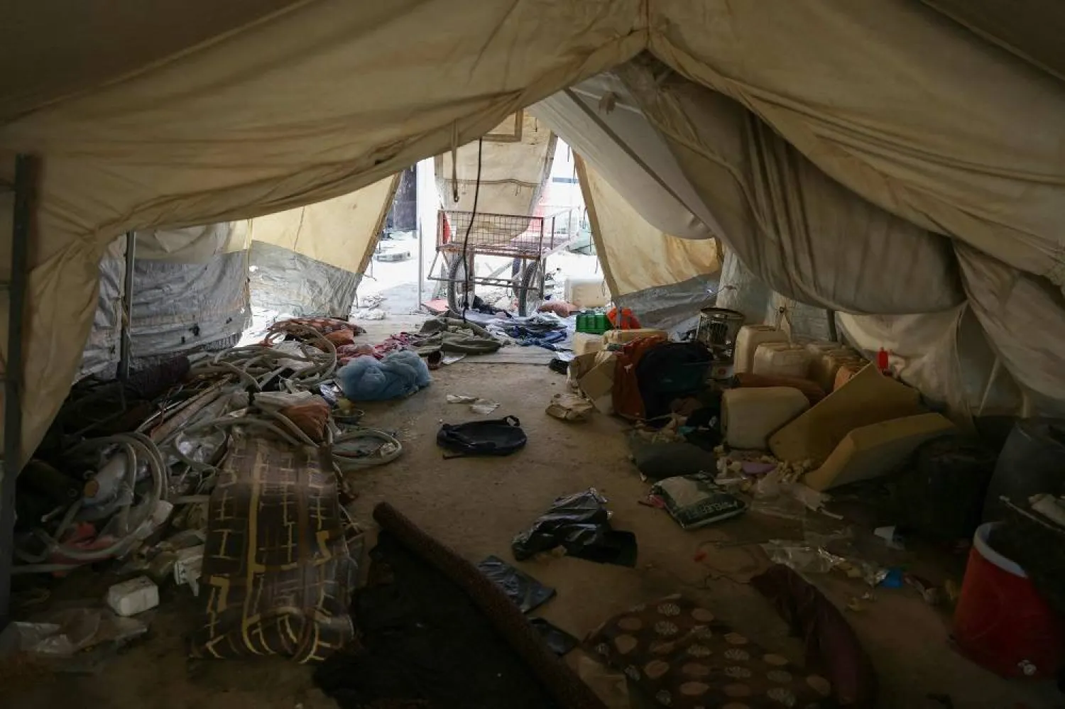This picture shows a view of the empty tent at al-Hol camp, closed by the Syrian authorities in the northeastern Hasakeh governorate on February 25, 2026. (AFP)