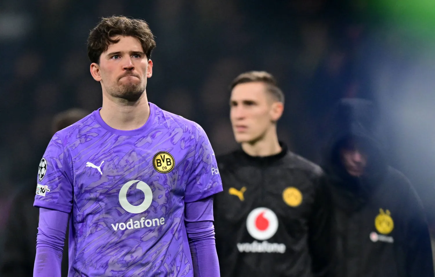Soccer Football - UEFA Champions League - Play Off - Second Leg - Atalanta v Borussia Dortmund - New Balance Arena, Bergamo, Italy - February 25, 2026 Borussia Dortmund's Gregor Kobel looks dejected after the match. (Reuters)