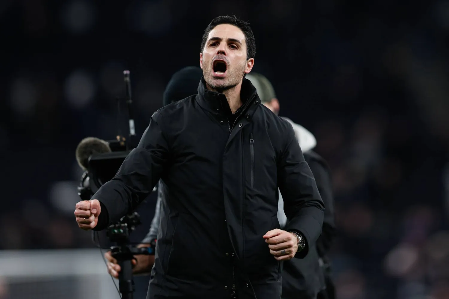 Arsenal manager Mikel Arteta reacts to his side's 1-4 victory at the end of the English Premier League match between Tottenham Hotspur and Arsenal FC, in London, Britain, 22 February 2026.  EPA/DAVID CLIFF 
