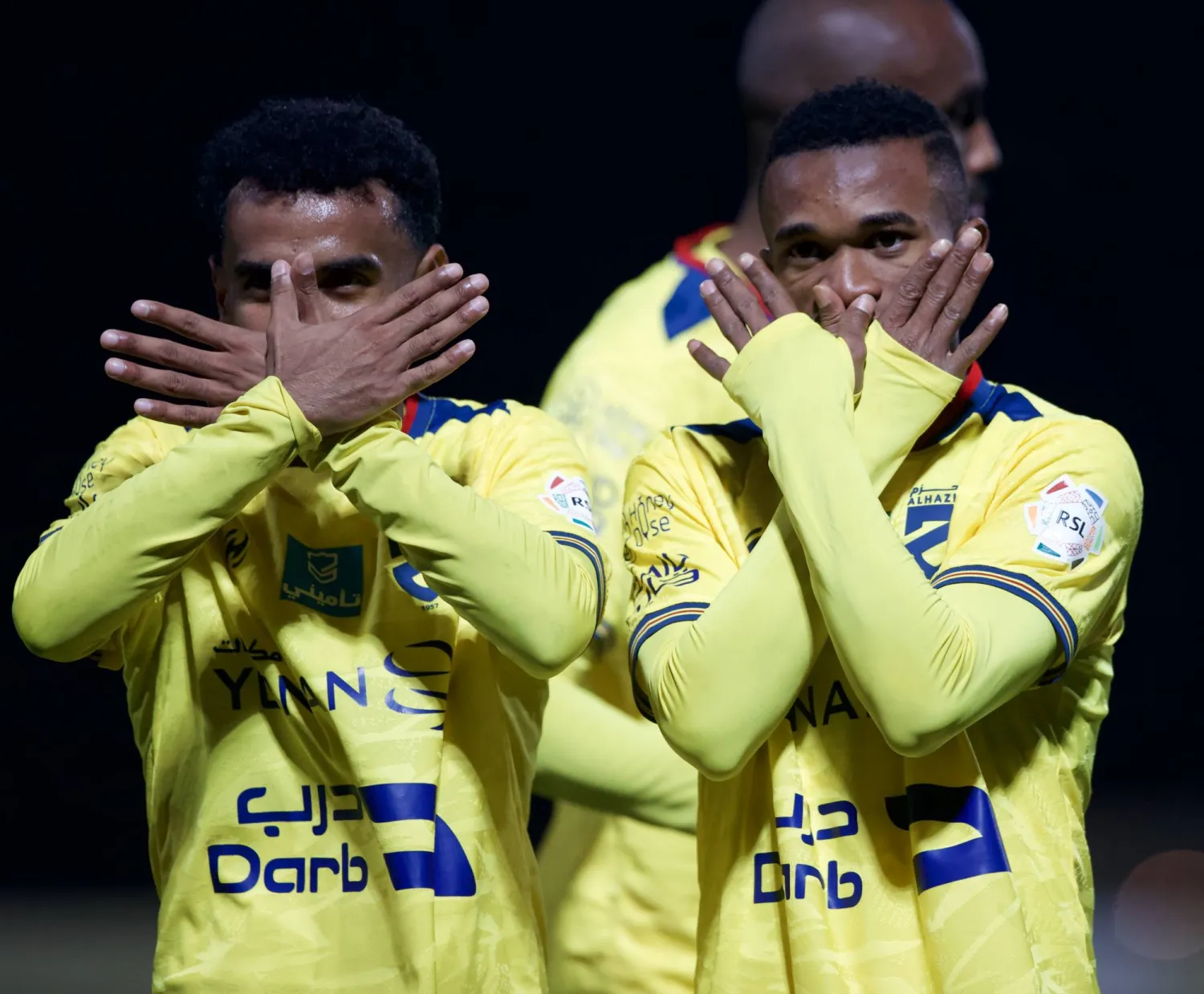 فرحة حزماوية بالهدف الثالث (تصوير: نايف العتيبي)