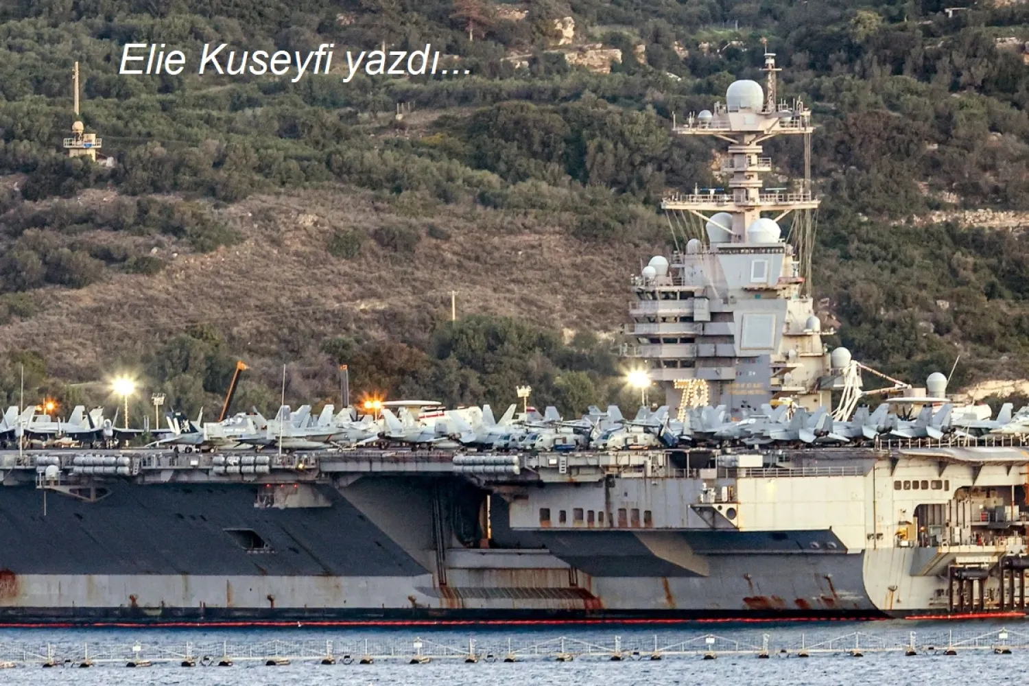 USS Gerald Ford uçak gemisi, Akdeniz'deki Girit adasının Suda Körfezi'nde demirlemiş durumda, 24 Şubat 2026 (AFP)