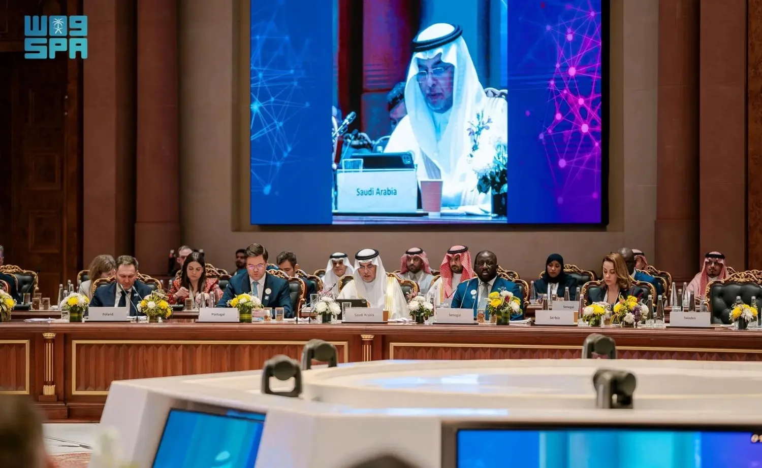 Saudi Data and Artificial Intelligence Authority (SDAIA) President Dr. Abdullah Al-Ghamdi speaks at the India AI Impact Summit 2026. (SPA) 
