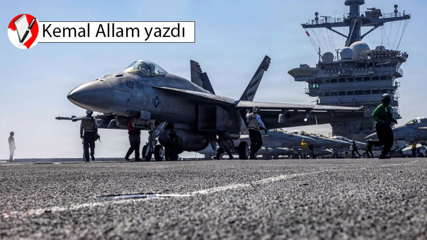 Arap Denizi'nde, Nimitz sınıfı bir uçak gemisi olan USS Abraham Lincoln'ün güvertesinden kalkışa hazırlanan bir F/A-18E Super Hornet savaş uçağı, 15 Şubat 2026 (Reuters)