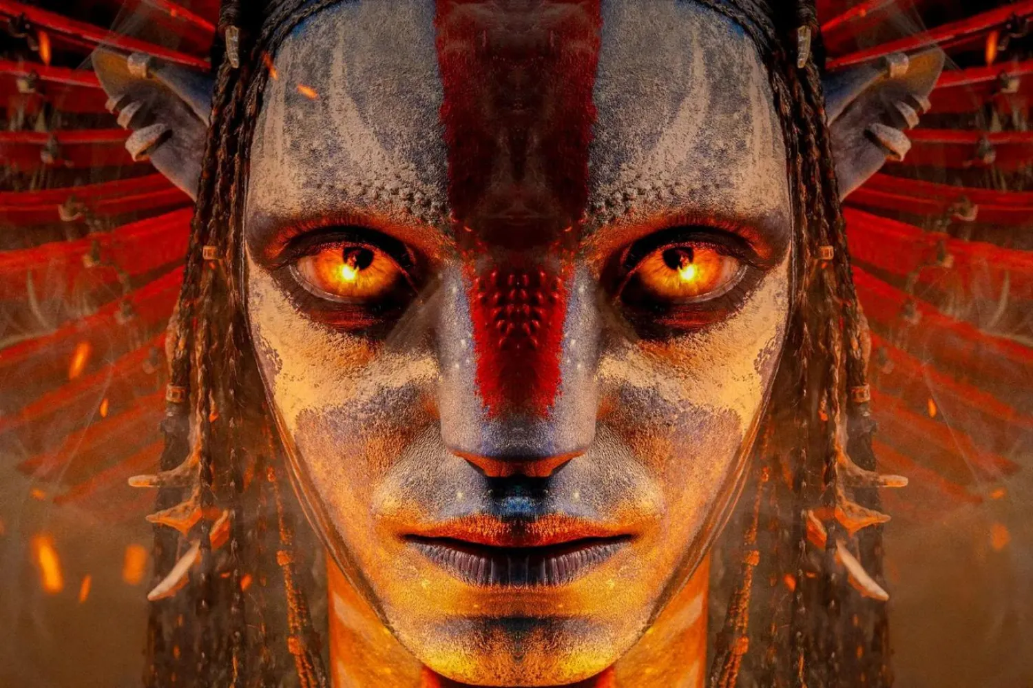 Avatar: Ateş ve Kül'de seriye yeni katılan Oona Chaplin, Mangkwan kabilesinin lideri Varang'ı canlandırıyor (20th Century Studios)