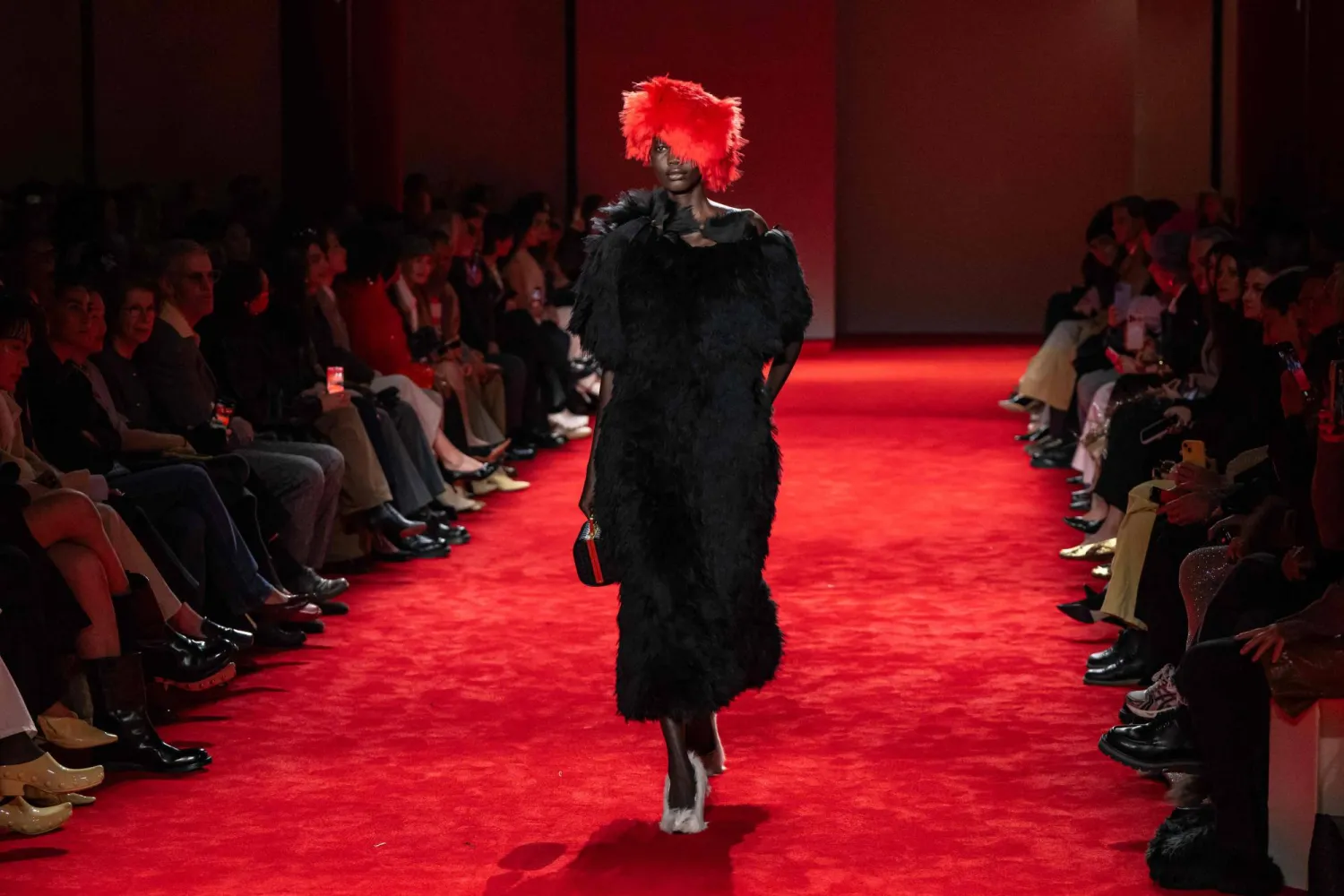 A model presents a creation for Bottega Veneta during the womens's ready-to-wear Fall/Winter 2026 collection fashion show as part of the Milan Fashion Week, in Milan on February 28, 2026. (AFP)