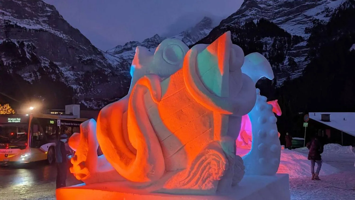 The team sculpted a kraken eating a boat 